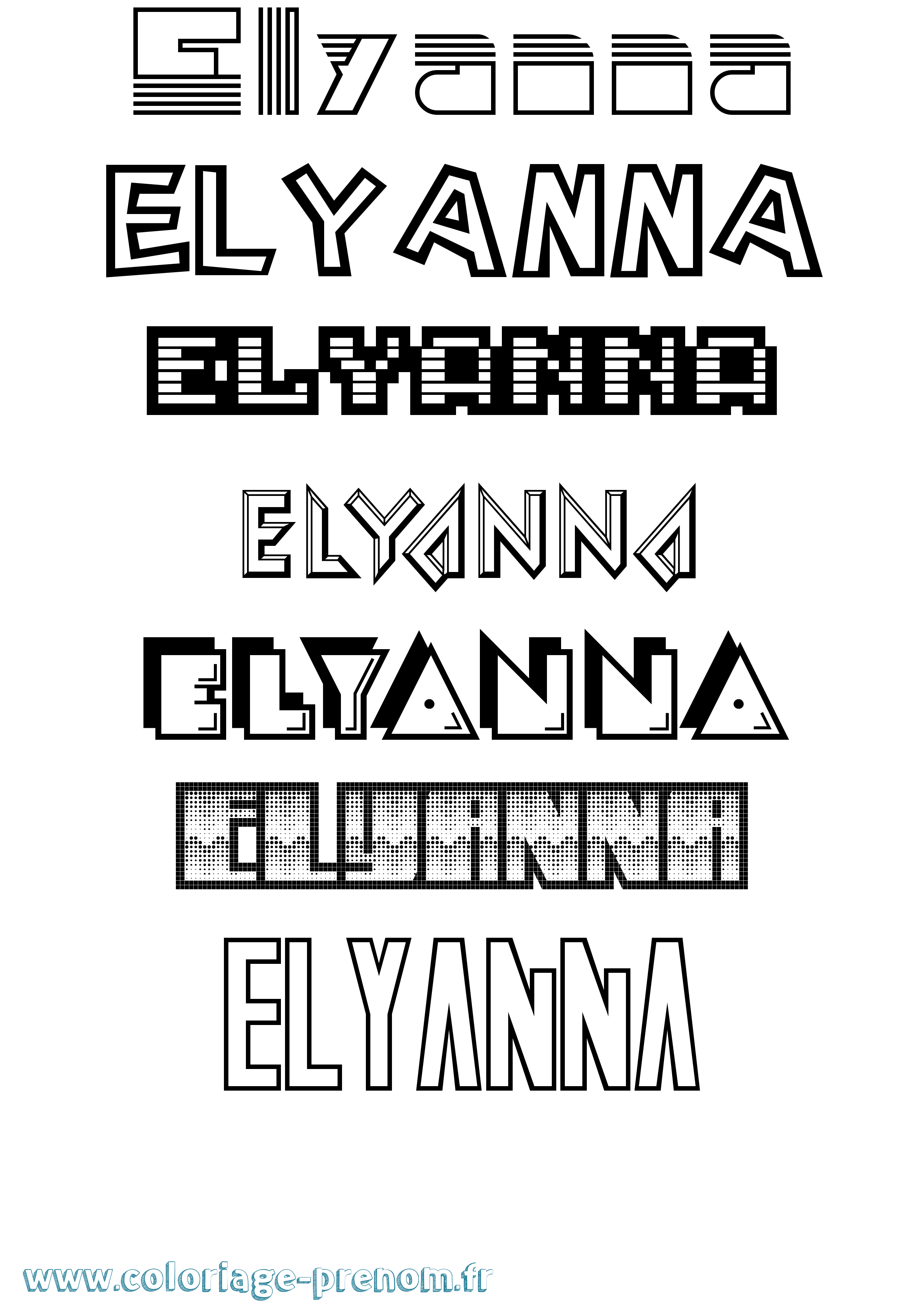 Coloriage Elyanna Jeux Vidéos Coloriage prénom Elyanna Jeux Vidéos
