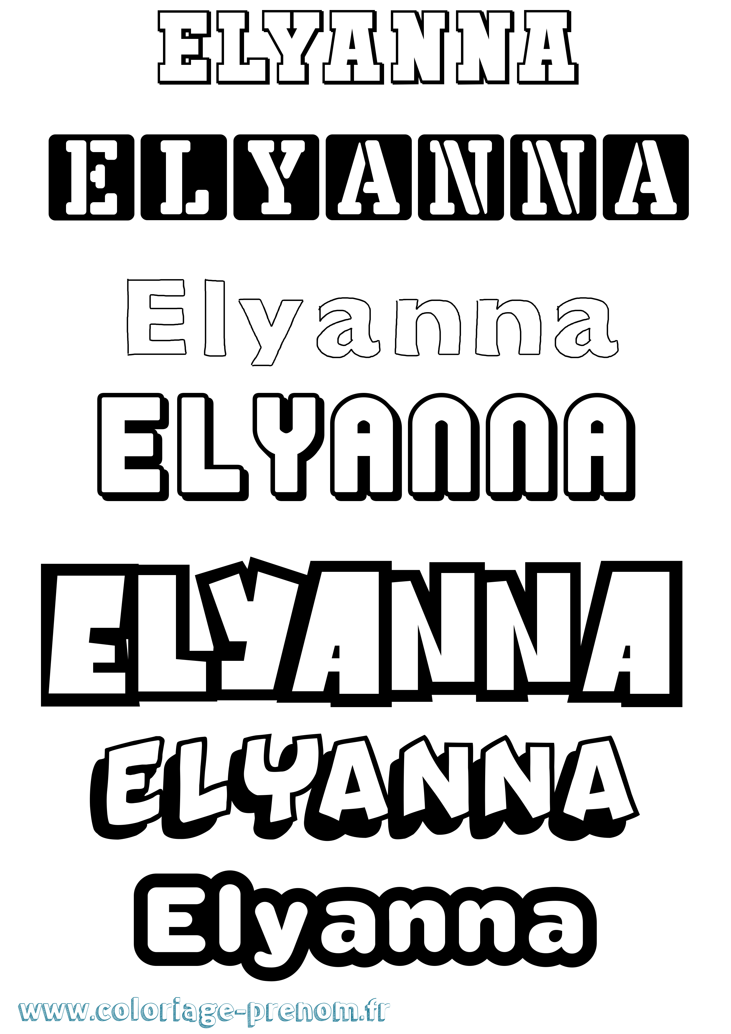 Coloriage Elyanna Simple Coloriage prénom Elyanna Simple