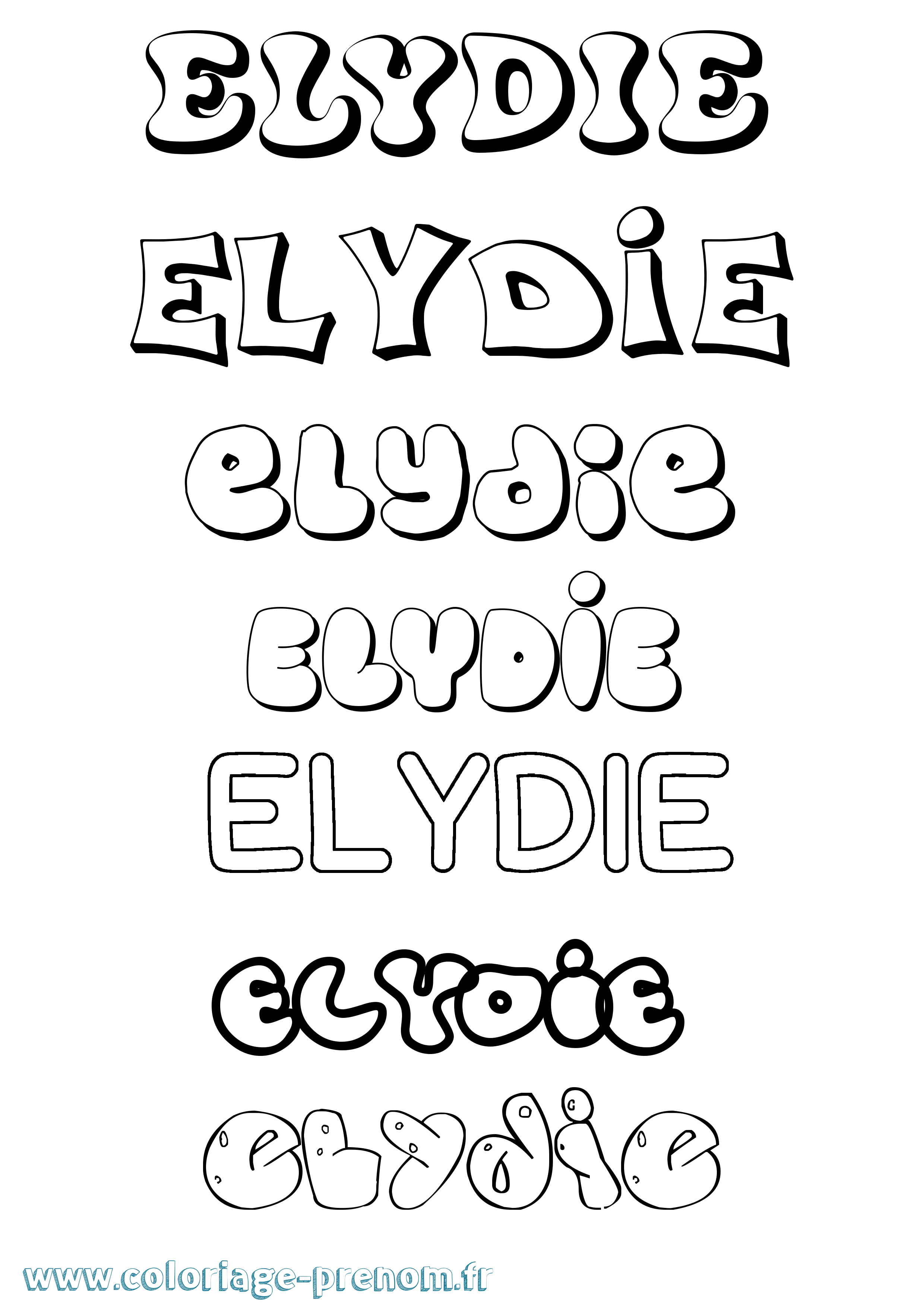 Coloriage Elydie Bubble Coloriage prénom Elydie Bubble