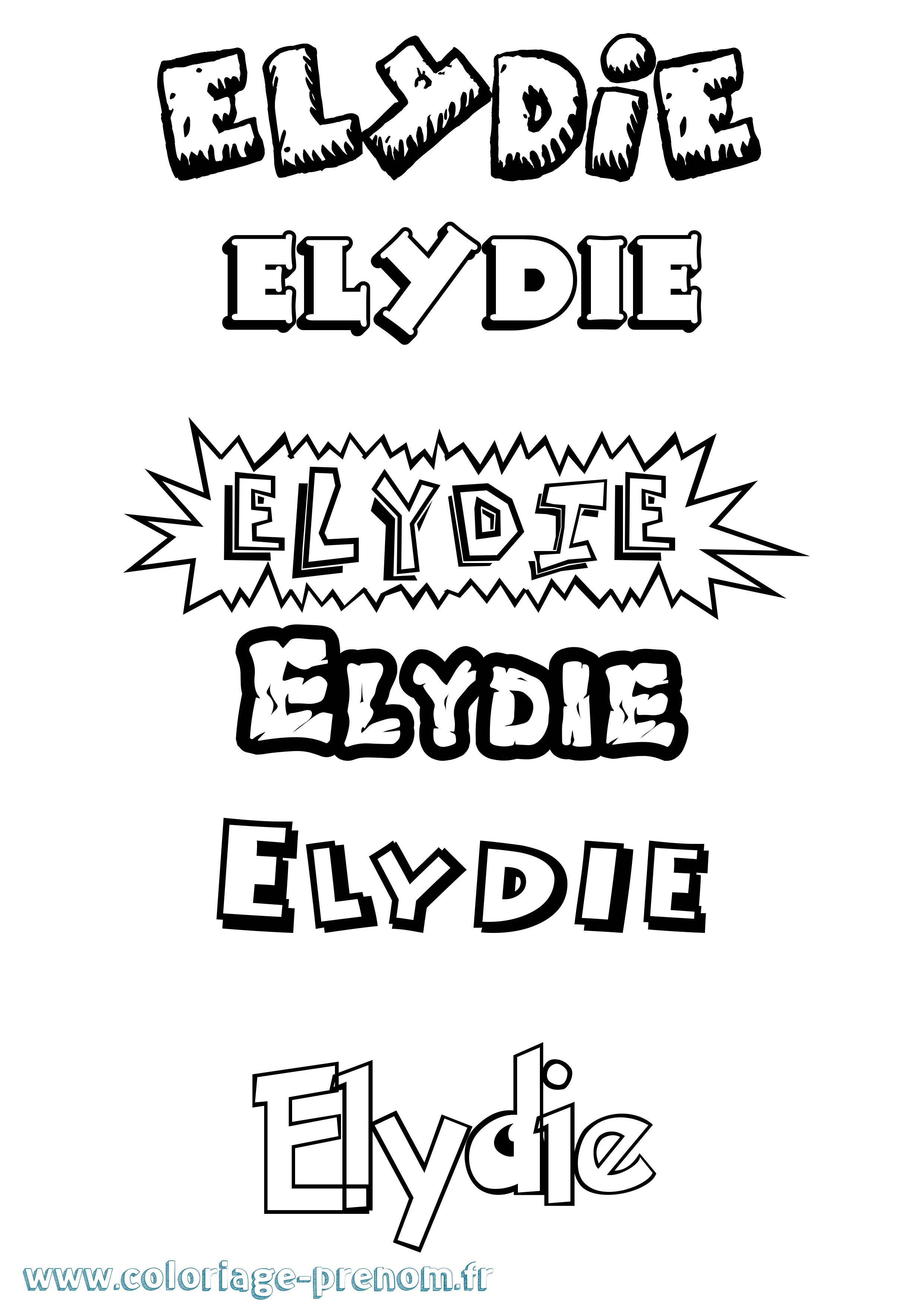 Coloriage Elydie Dessin Animé Coloriage prénom Elydie Dessin Animé