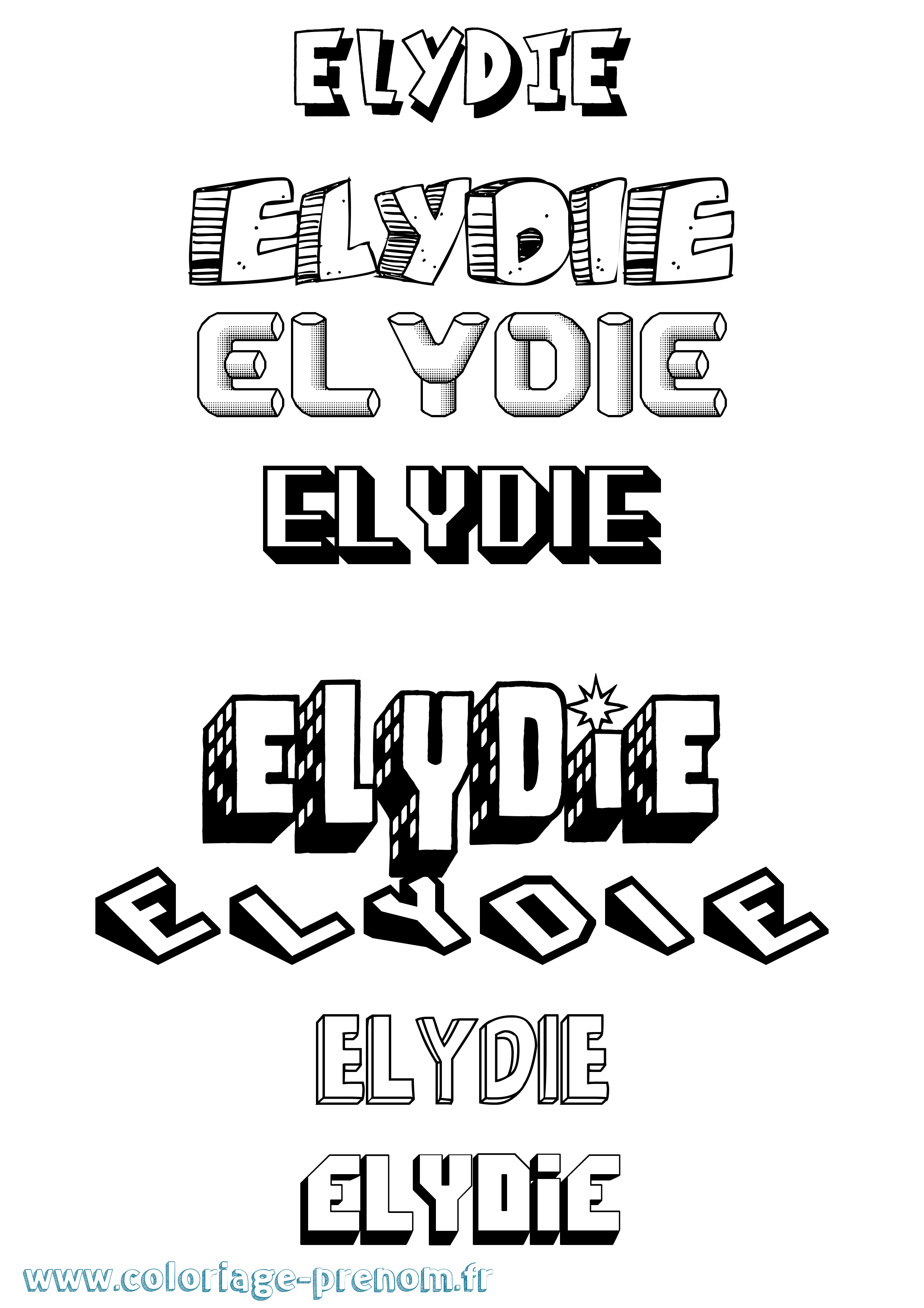Coloriage Elydie Effet 3D Coloriage prénom Elydie Effet 3D