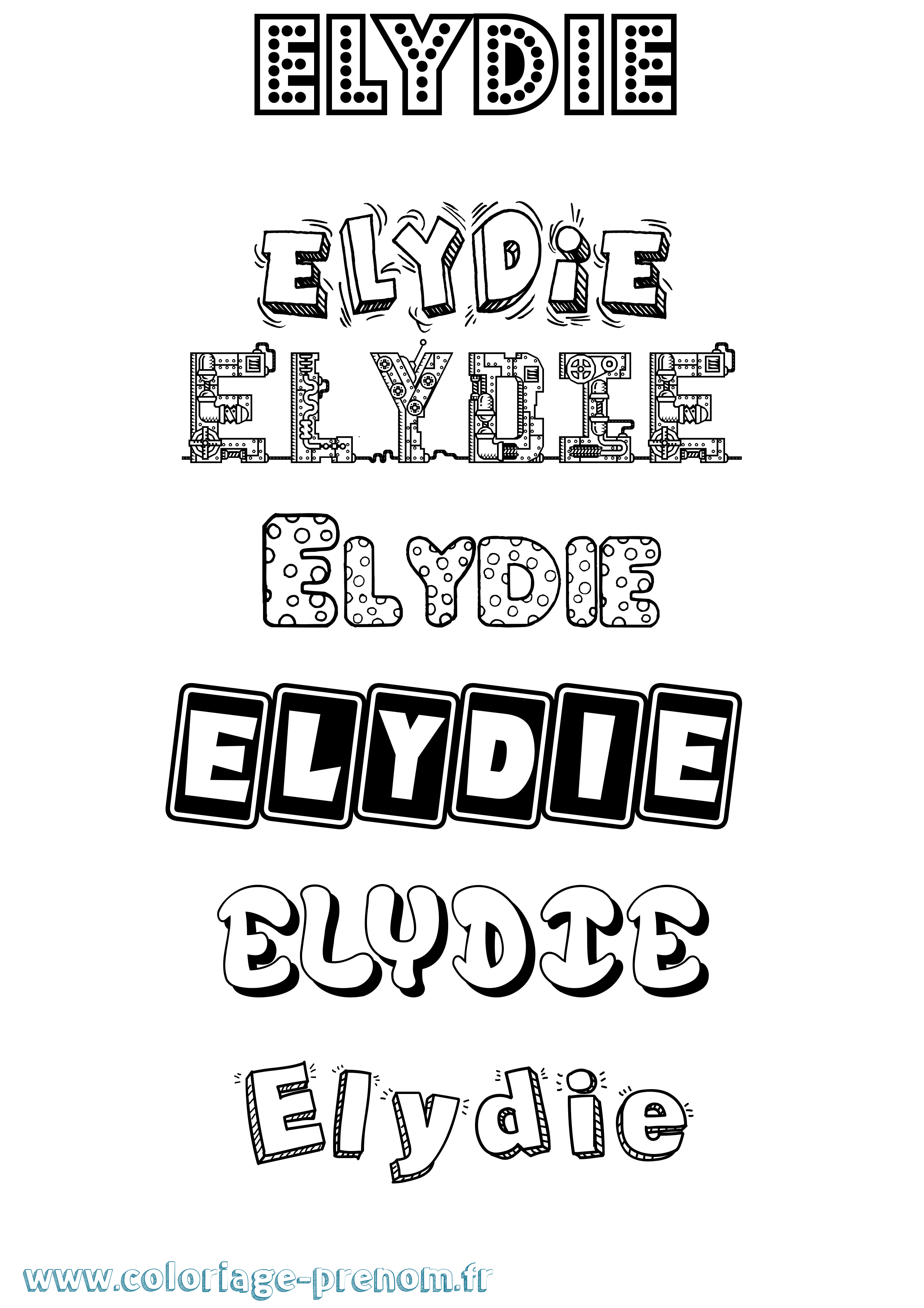 Coloriage Elydie Fun Coloriage prénom Elydie Fun
