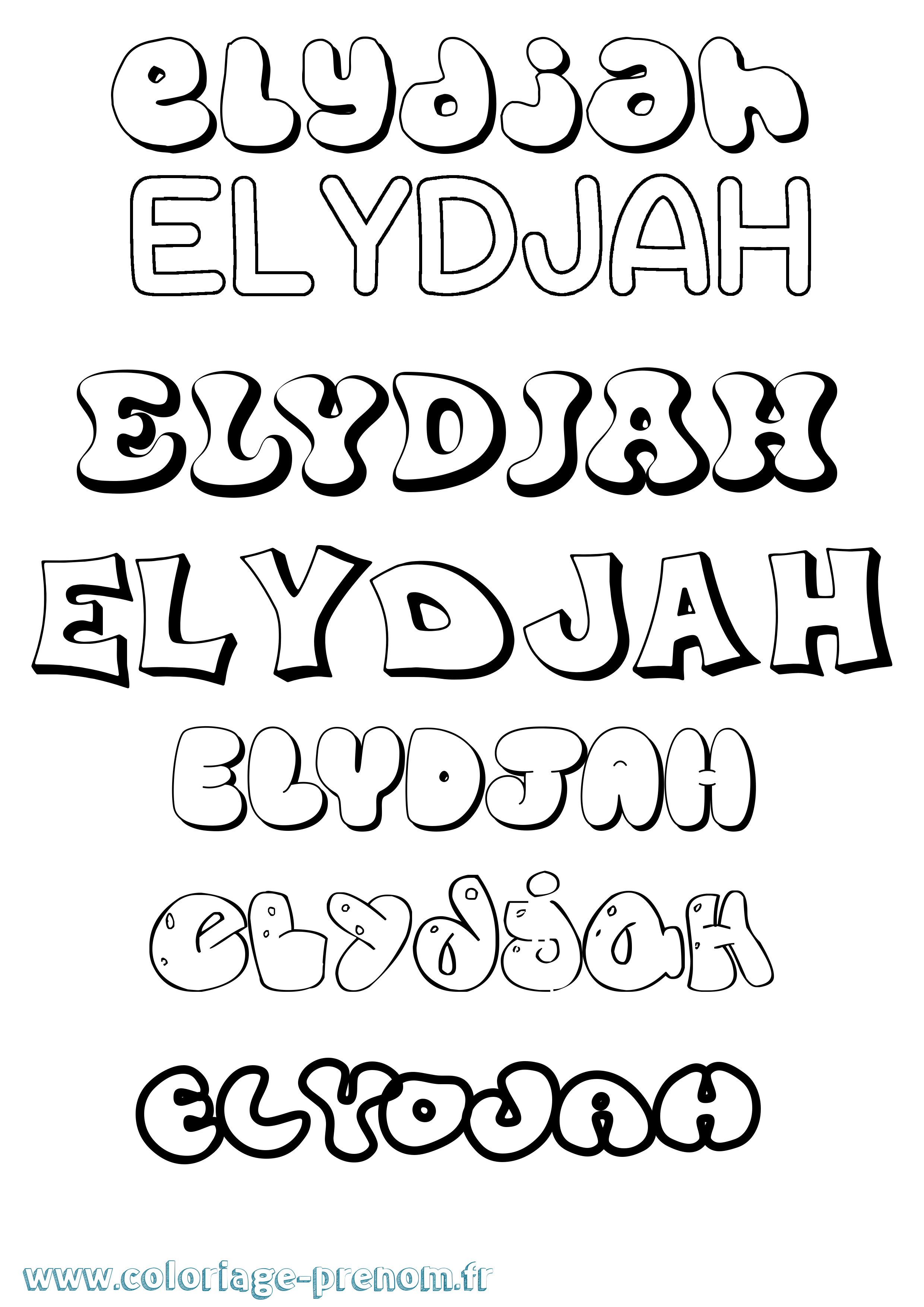Coloriage Elydjah Bubble Coloriage prénom Elydjah Bubble