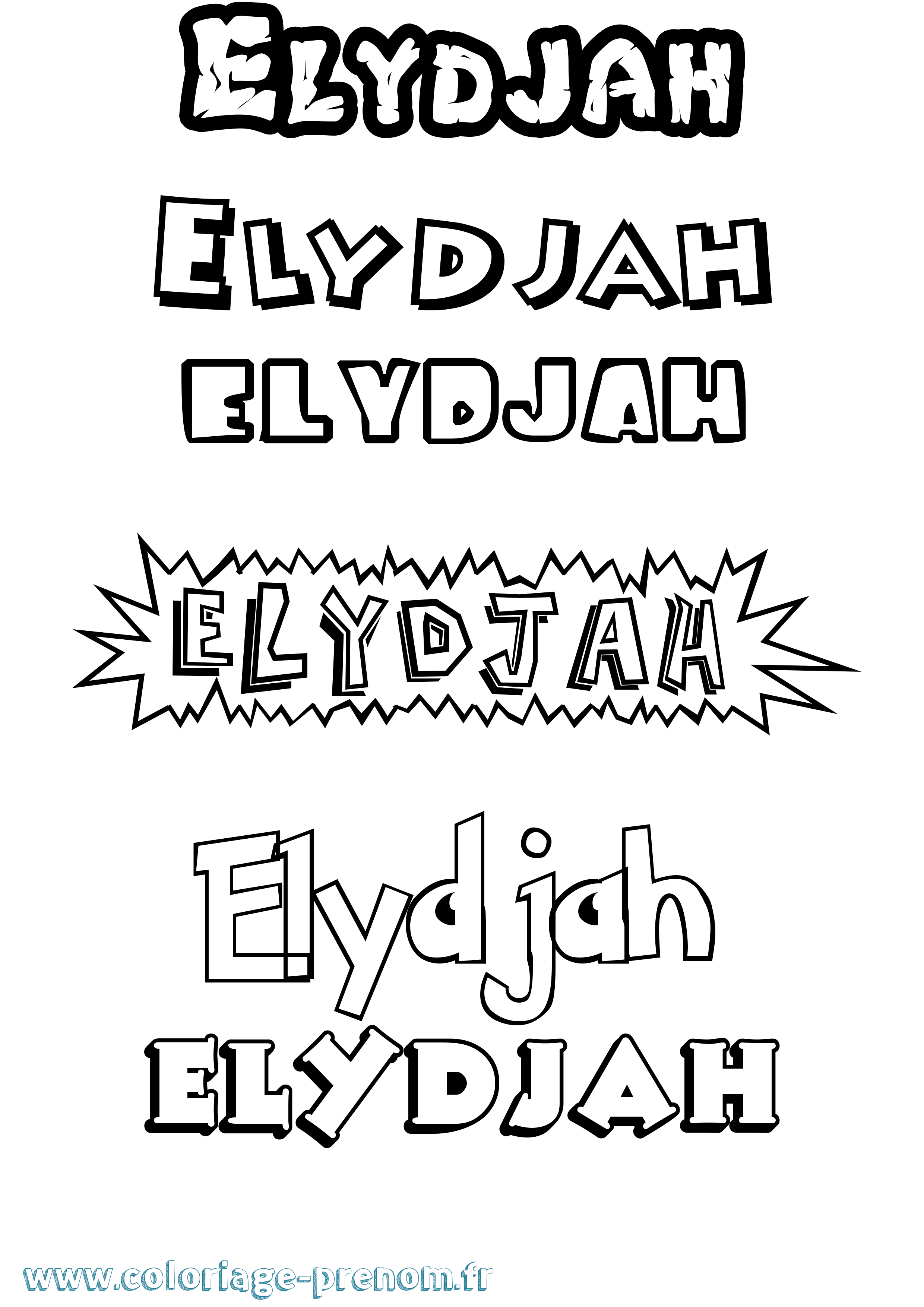 Coloriage Elydjah Dessin Animé Coloriage prénom Elydjah Dessin Animé