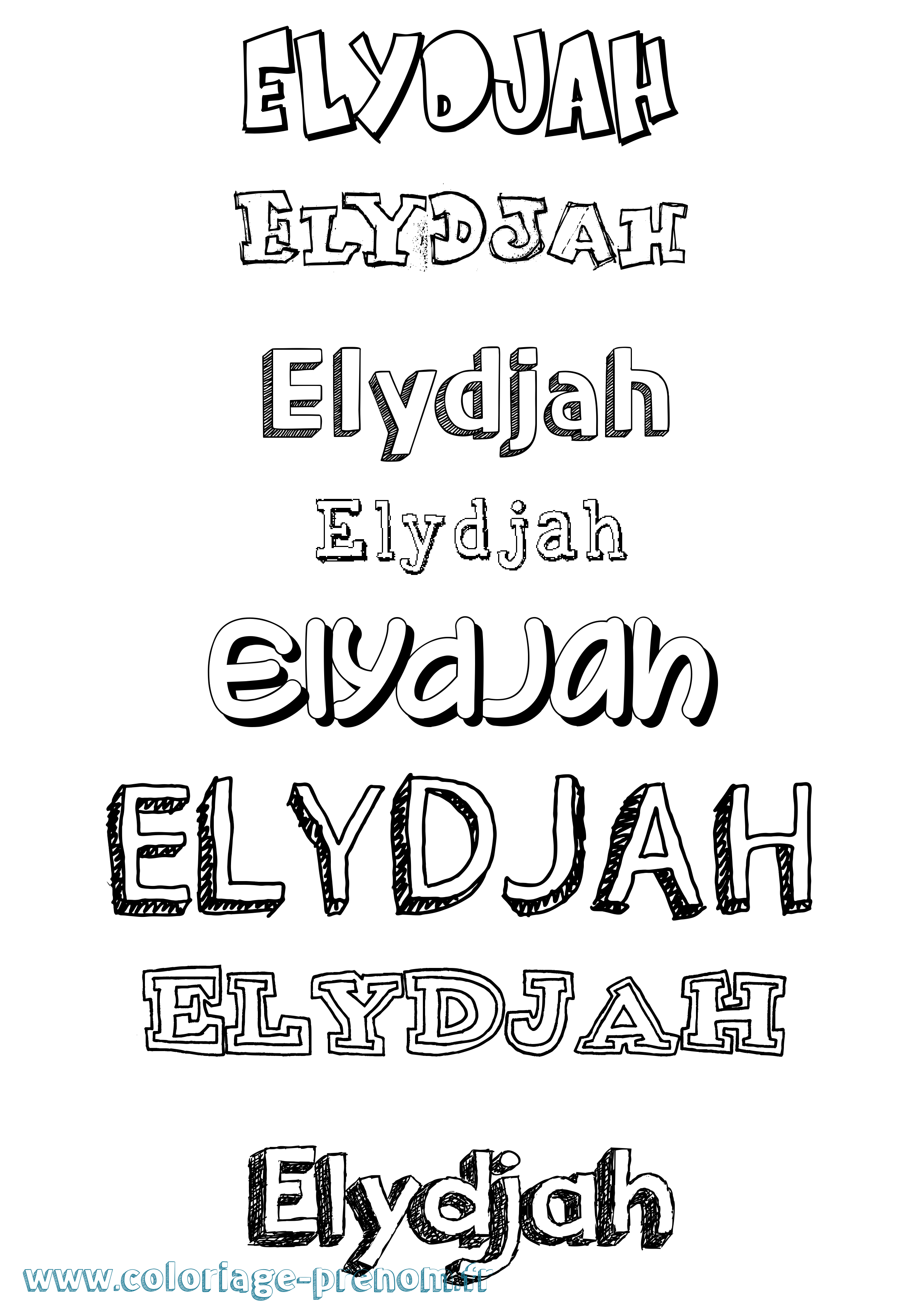 Coloriage Elydjah Dessiné Coloriage prénom Elydjah Dessiné
