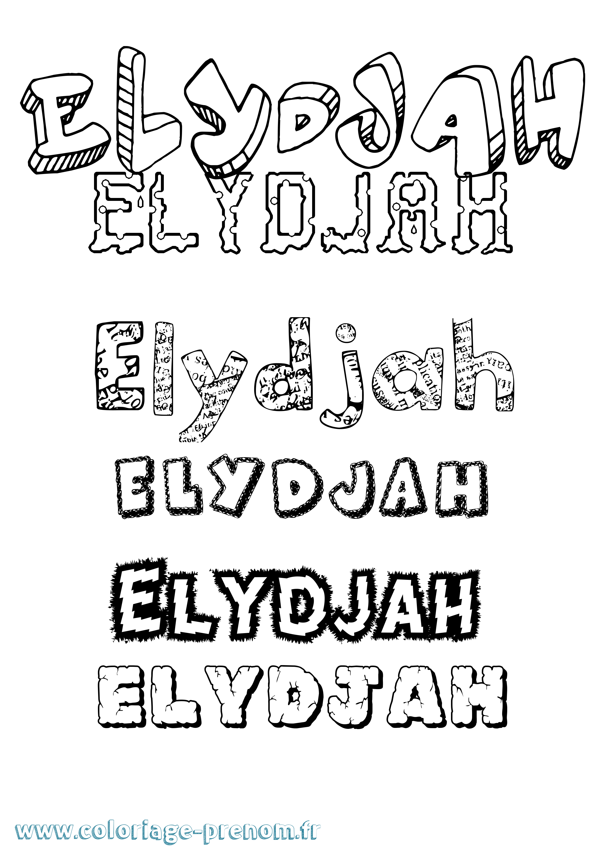 Coloriage Elydjah Destructuré Coloriage prénom Elydjah Destructuré