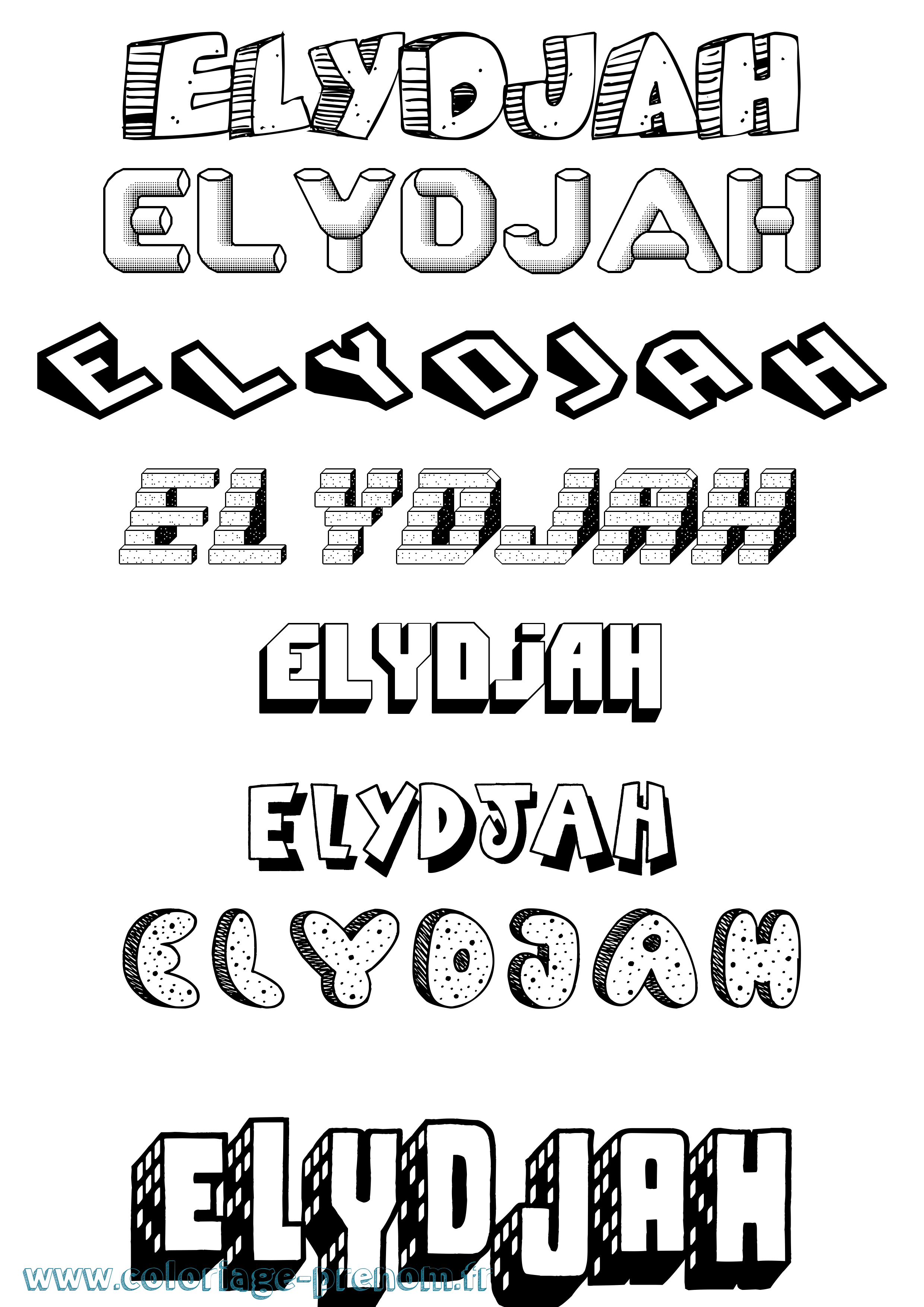 Coloriage Elydjah Effet 3D Coloriage prénom Elydjah Effet 3D