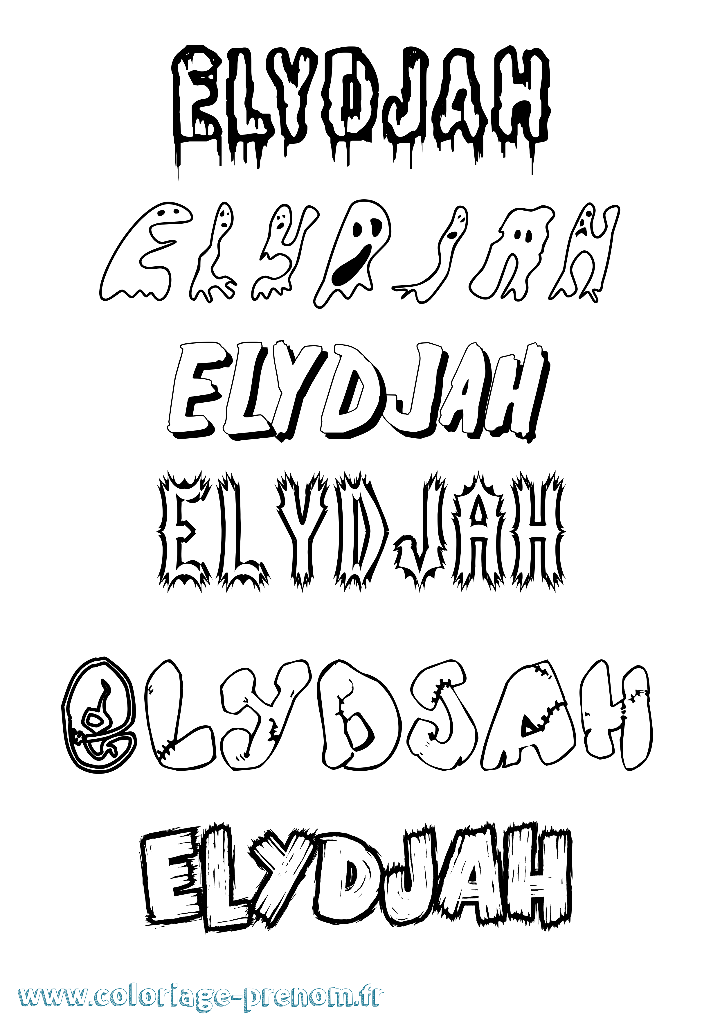 Coloriage Elydjah Frisson Coloriage prénom Elydjah Frisson