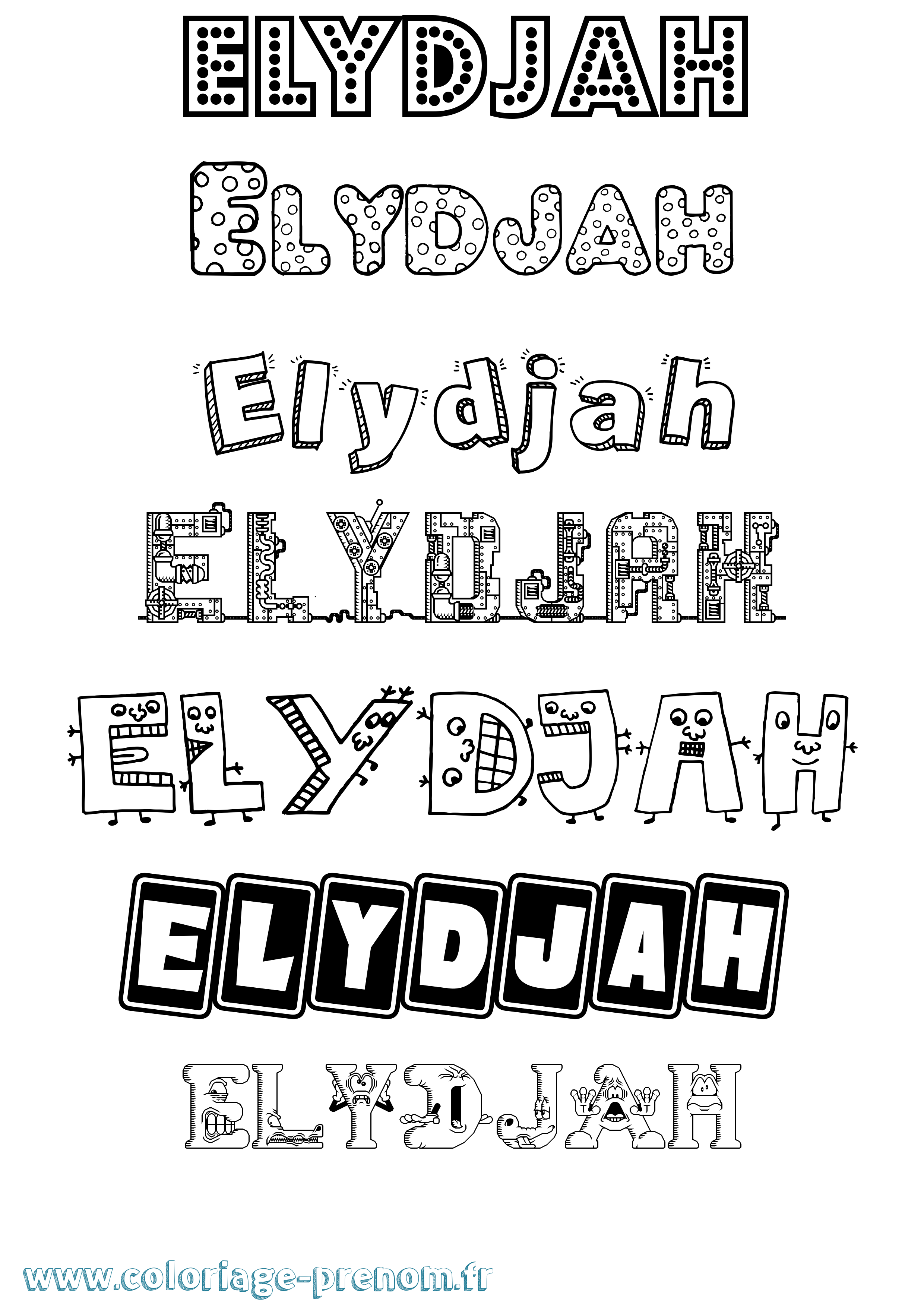 Coloriage Elydjah Fun Coloriage prénom Elydjah Fun
