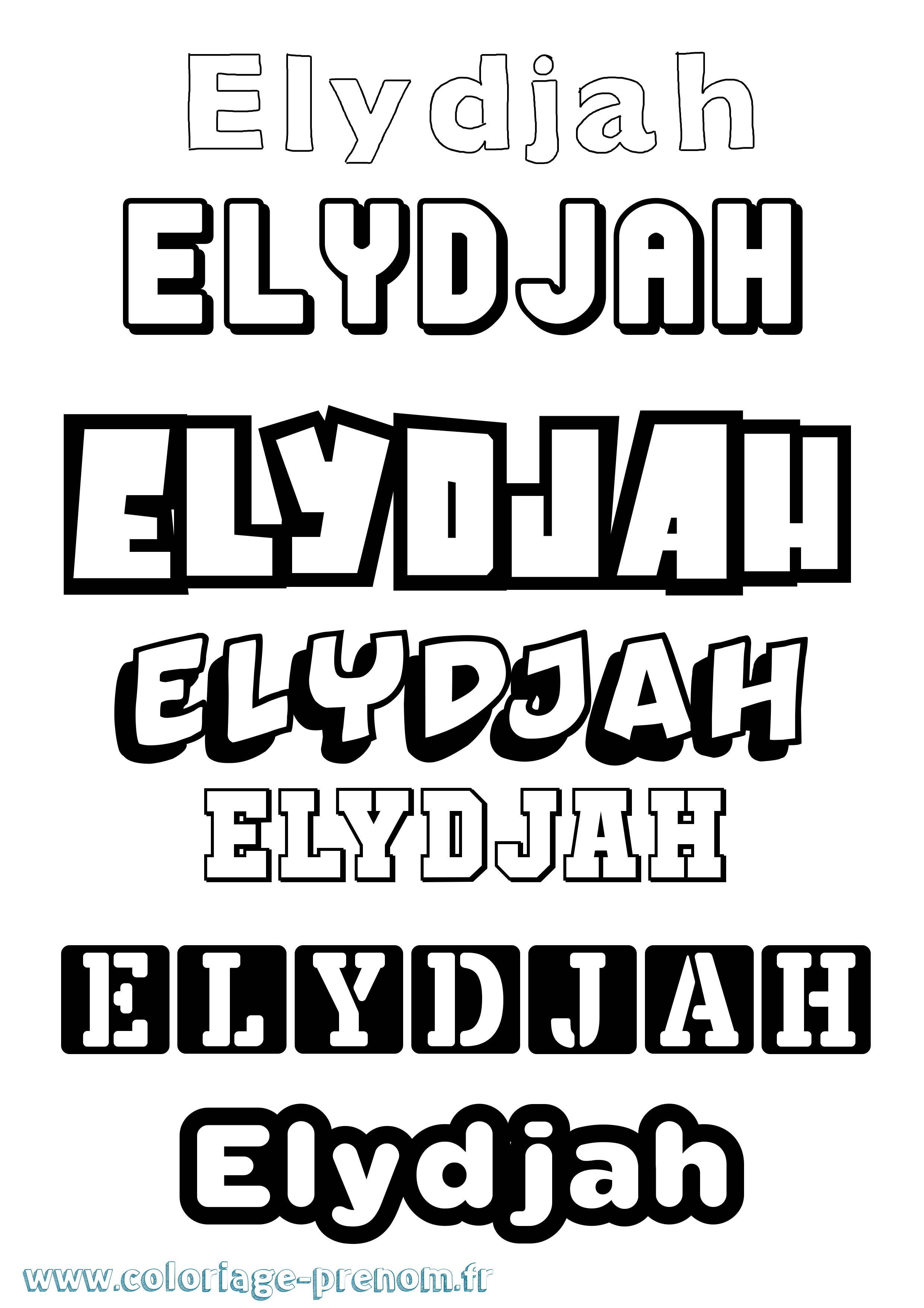 Coloriage Elydjah Simple Coloriage prénom Elydjah Simple