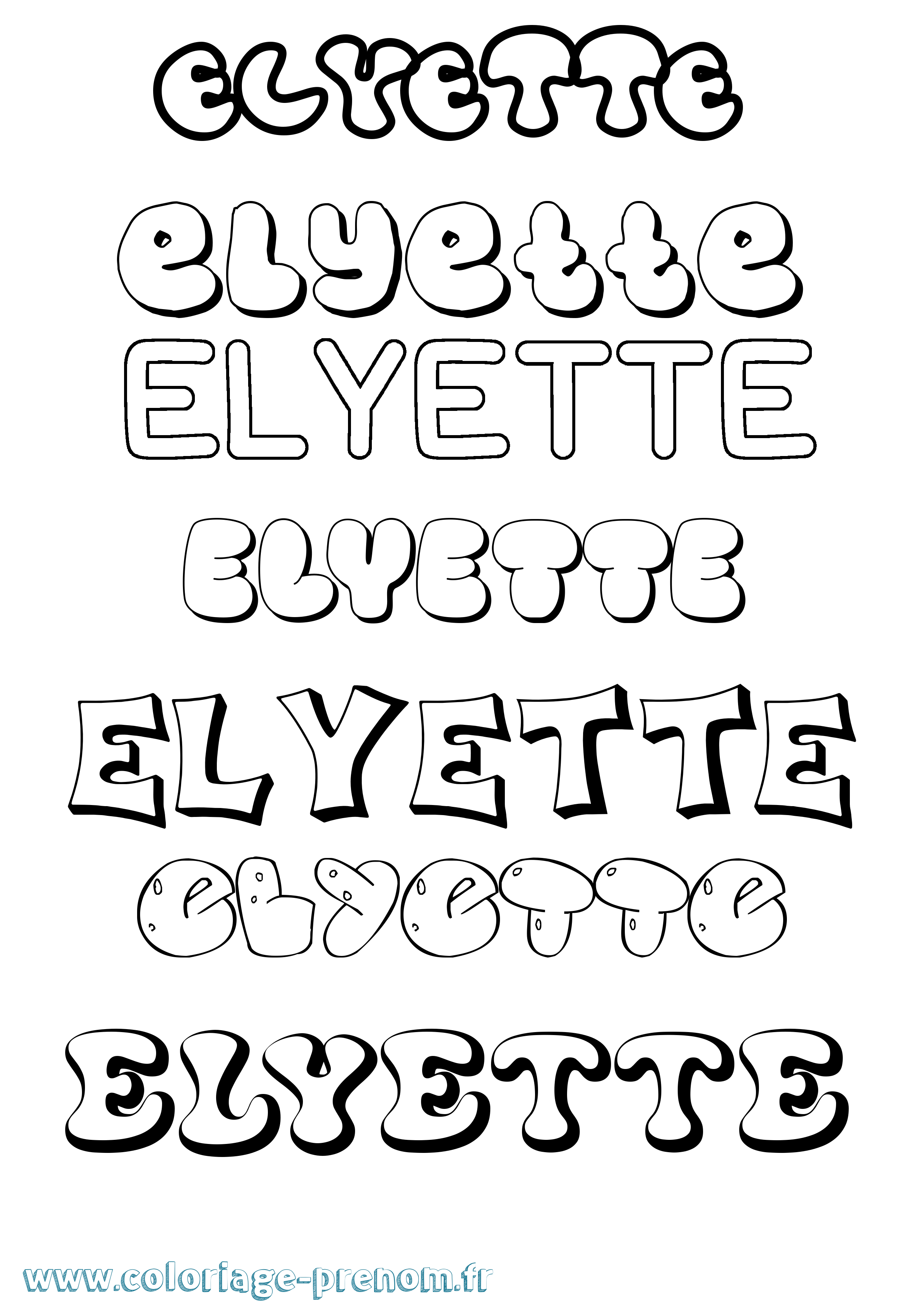 Coloriage Elyette Bubble Coloriage prénom Elyette Bubble