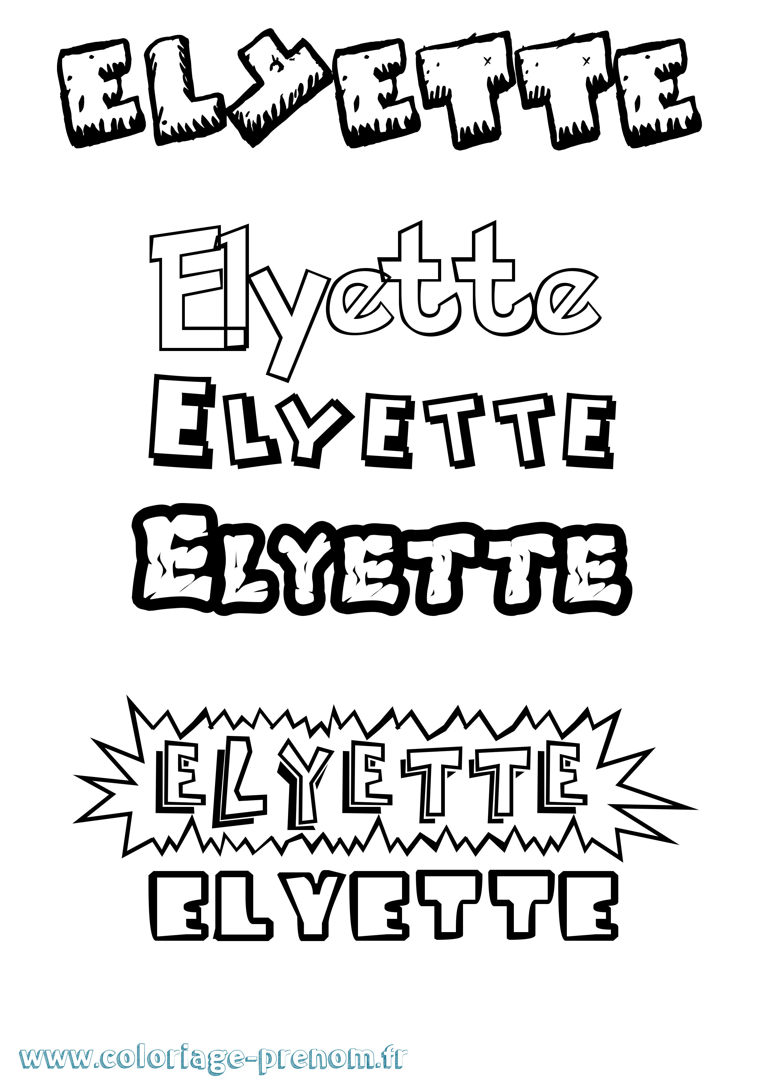 Coloriage Elyette Dessin Animé Coloriage prénom Elyette Dessin Animé