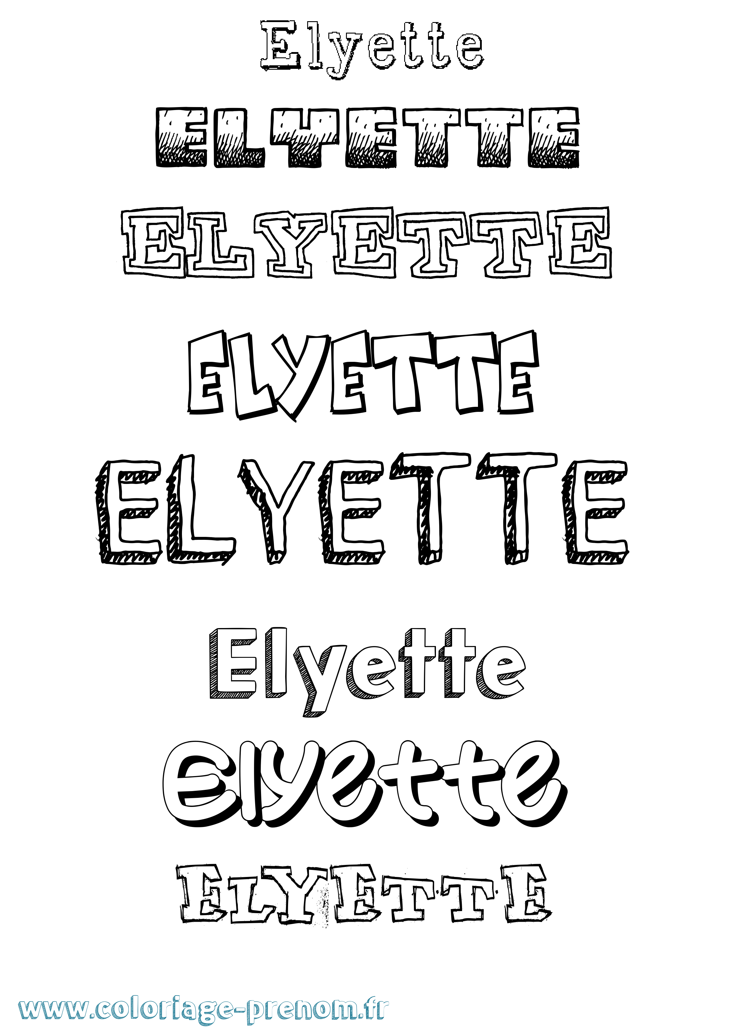 Coloriage Elyette Dessiné Coloriage prénom Elyette Dessiné