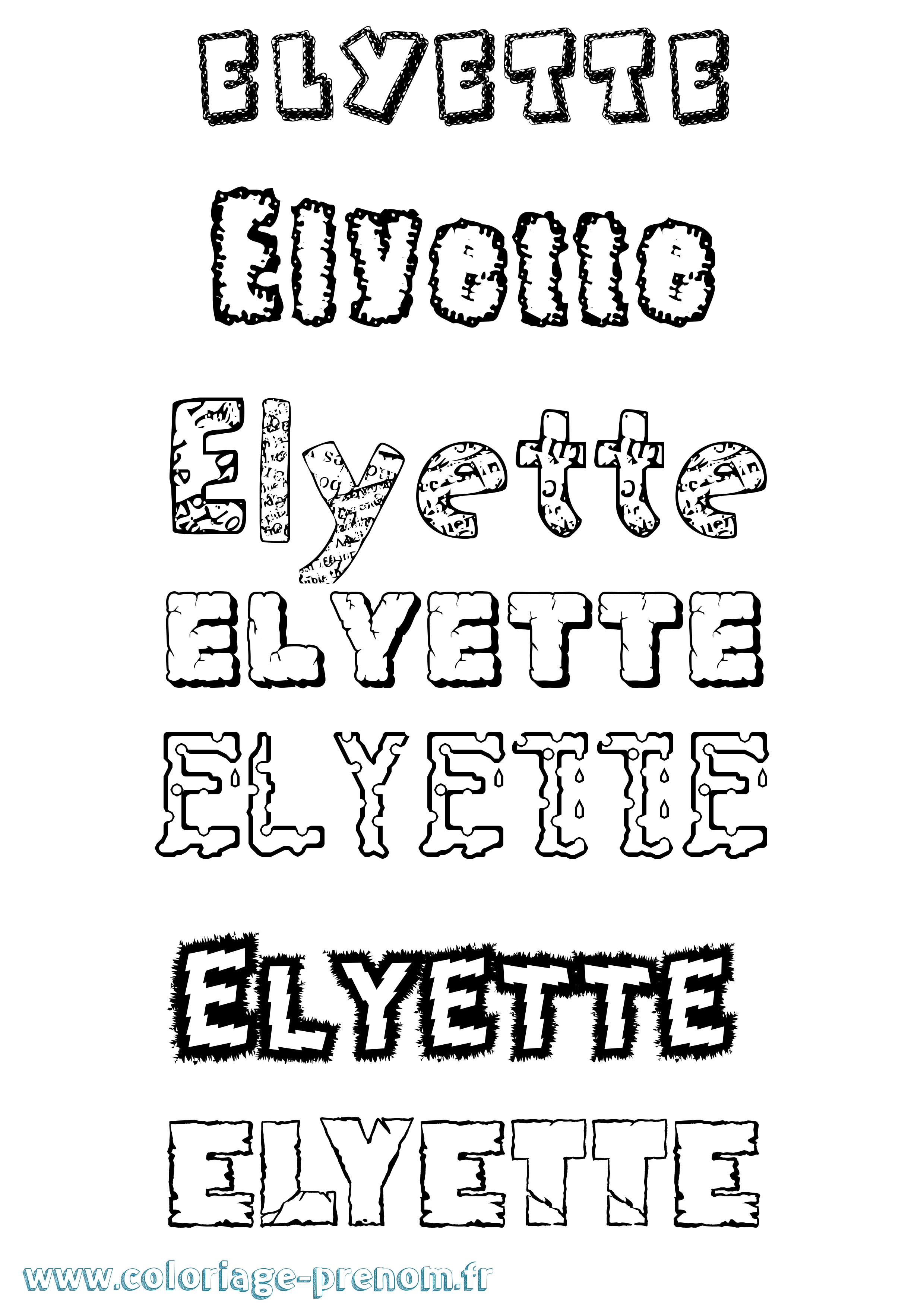 Coloriage Elyette Destructuré Coloriage prénom Elyette Destructuré