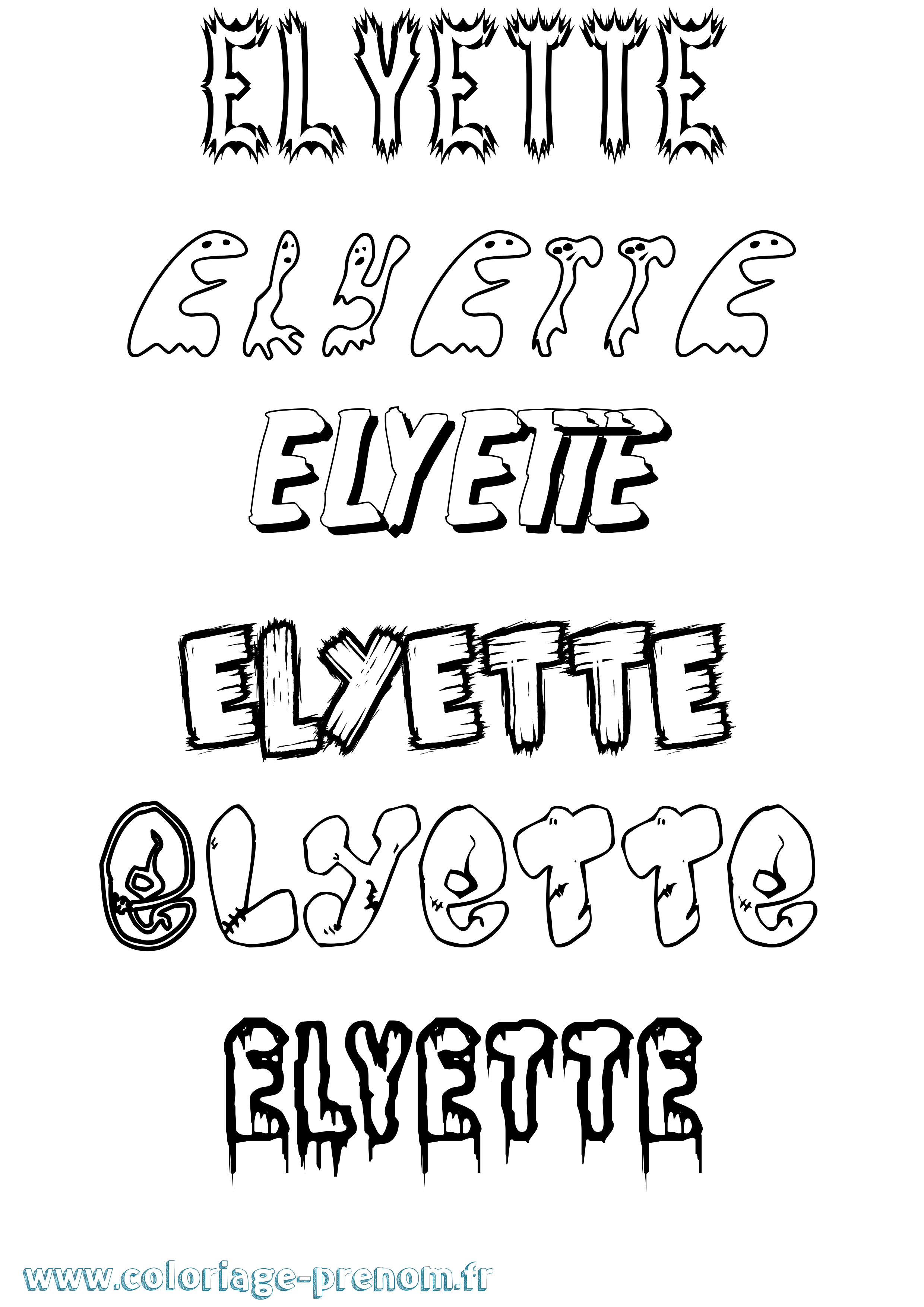 Coloriage Elyette Frisson Coloriage prénom Elyette Frisson