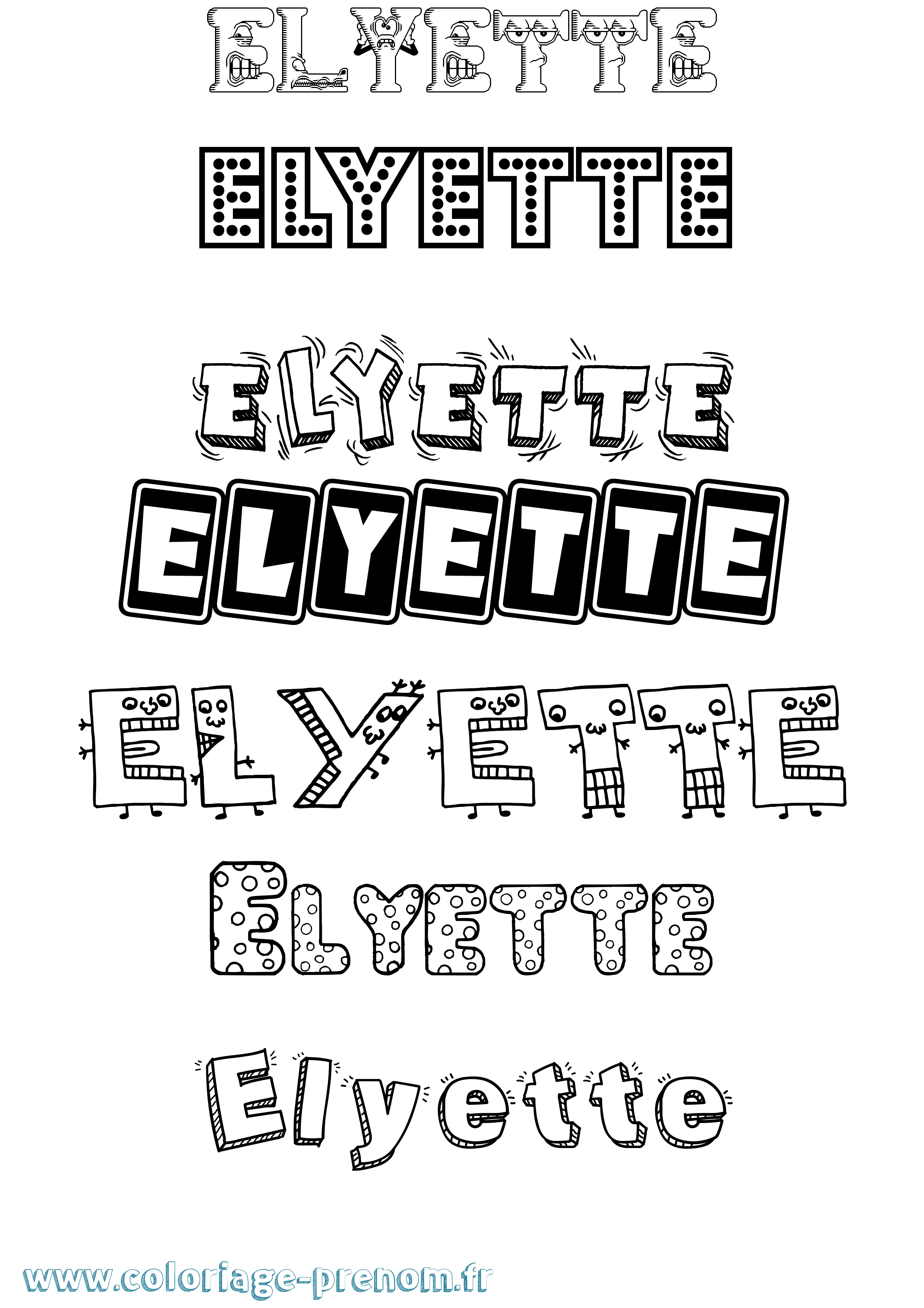 Coloriage Elyette Fun Coloriage prénom Elyette Fun