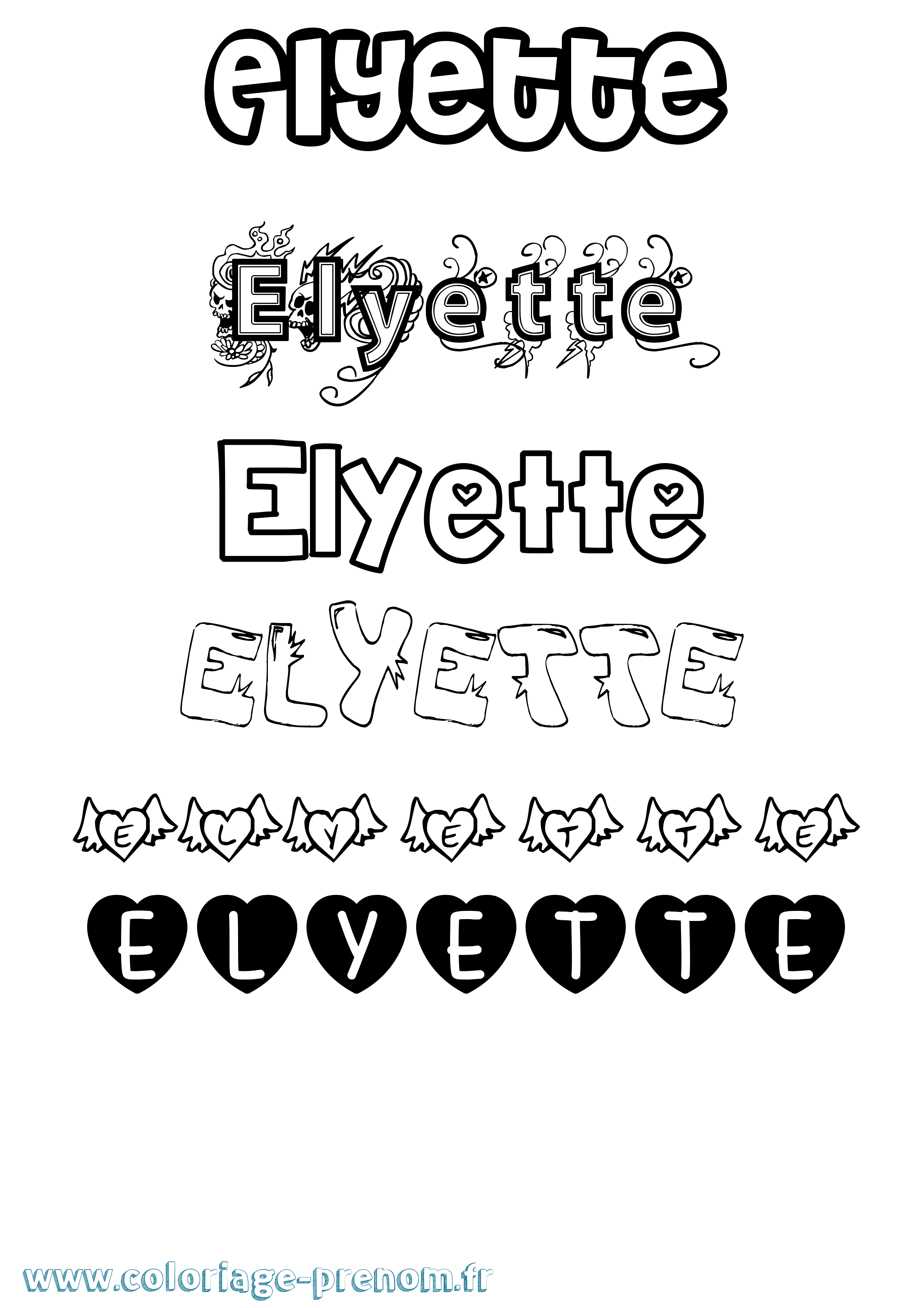 Coloriage Elyette Girly Coloriage prénom Elyette Girly