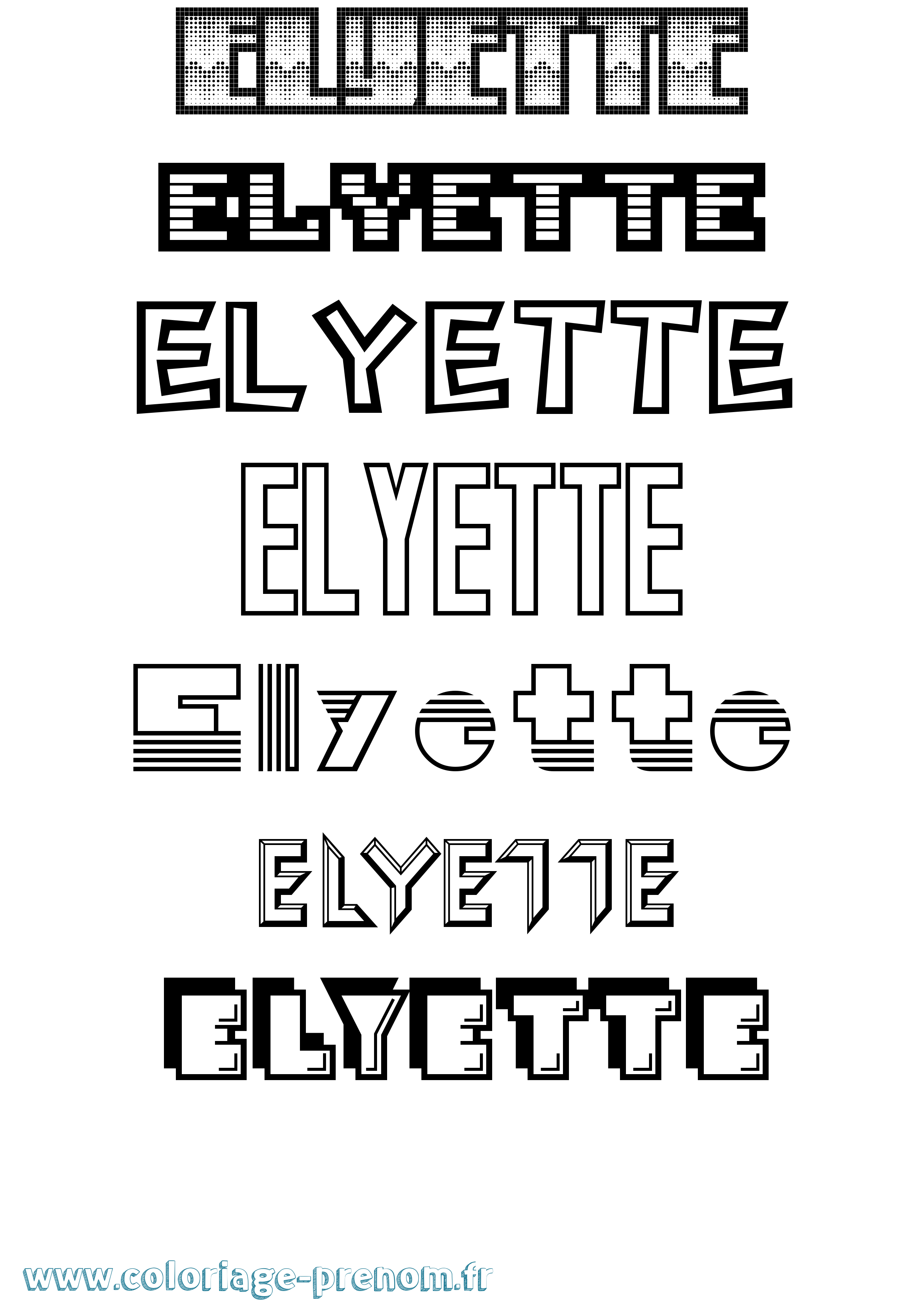 Coloriage Elyette Jeux Vidéos Coloriage prénom Elyette Jeux Vidéos