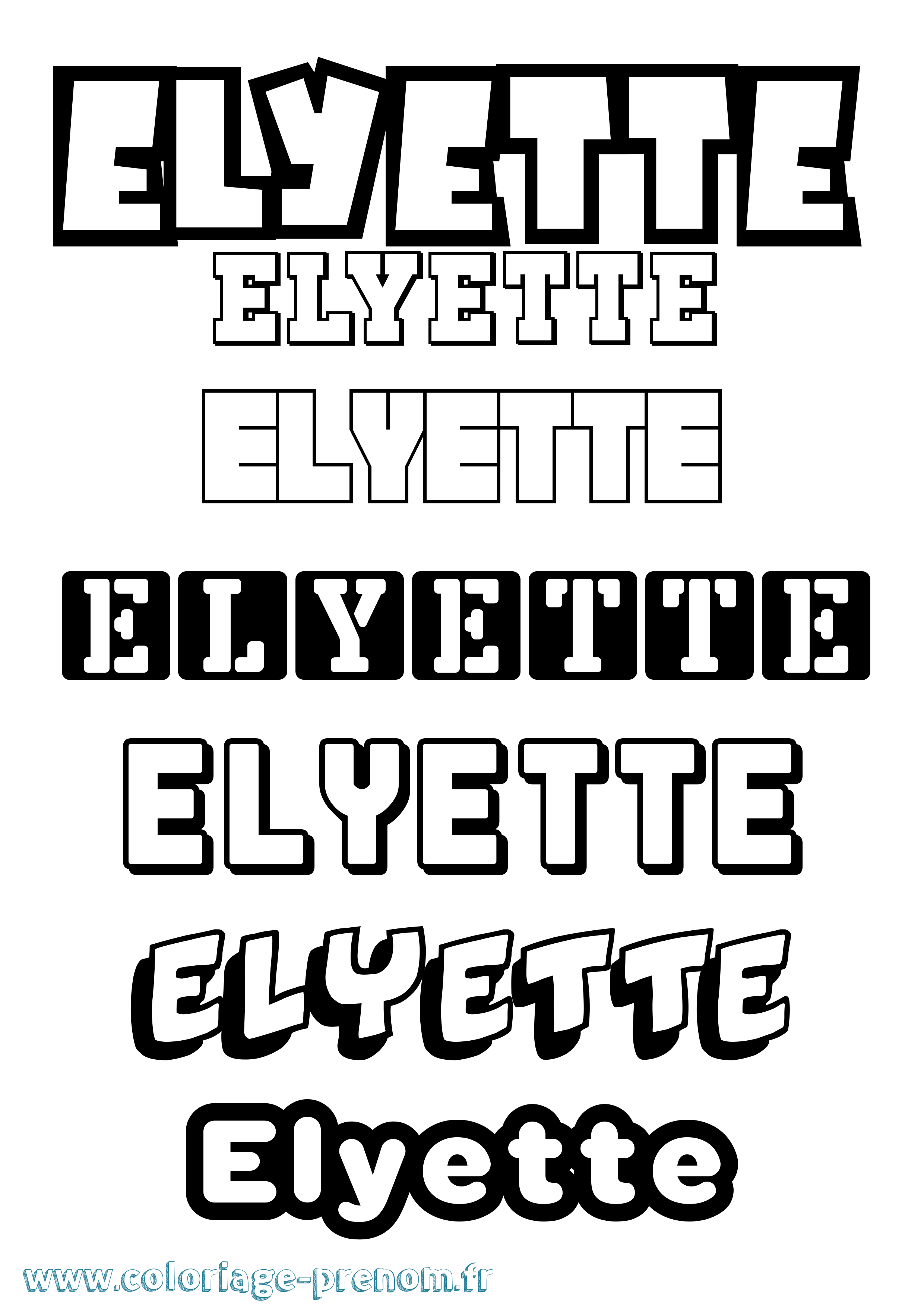 Coloriage Elyette Simple Coloriage prénom Elyette Simple