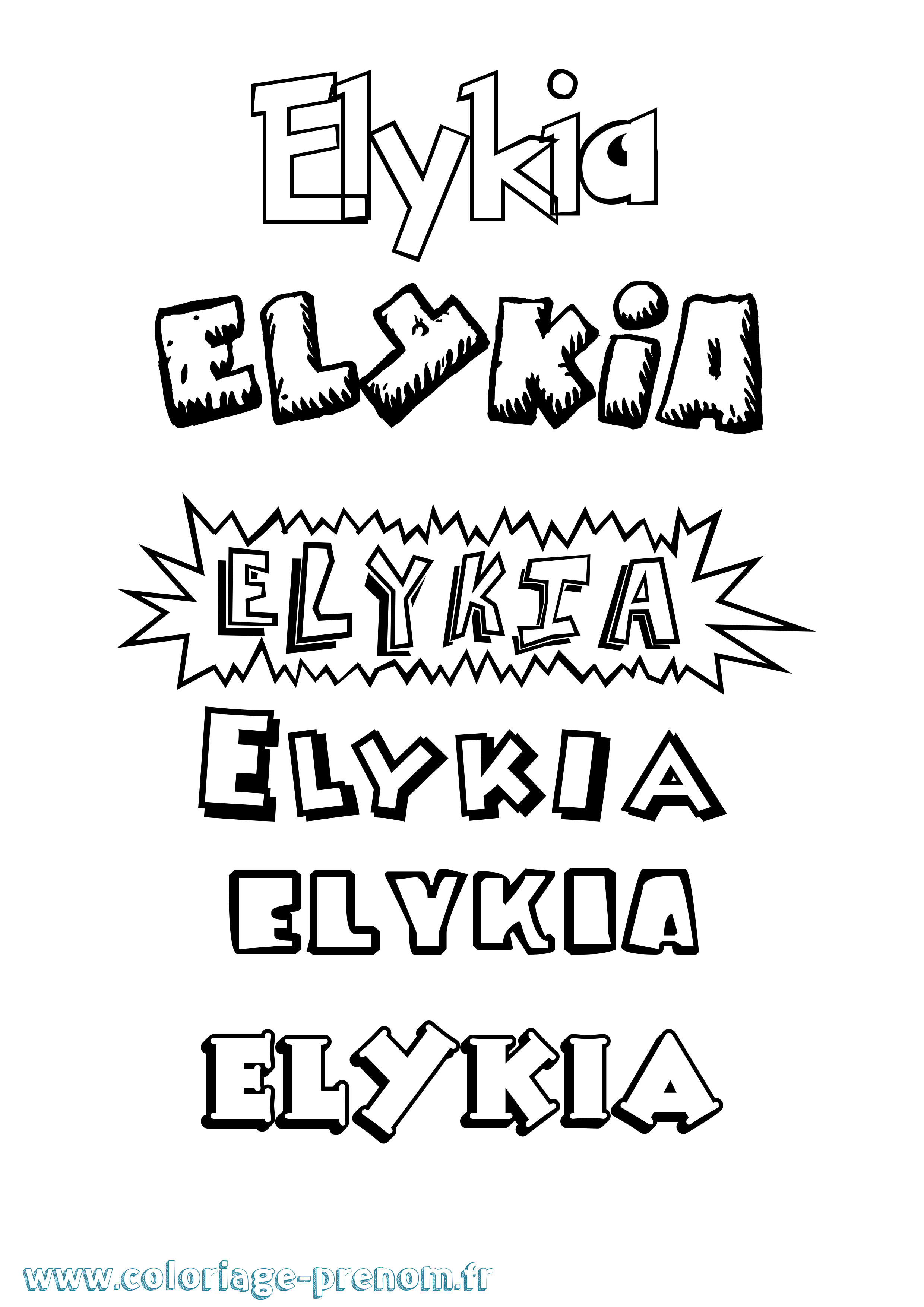 Coloriage Elykia Dessin Animé Coloriage prénom Elykia Dessin Animé