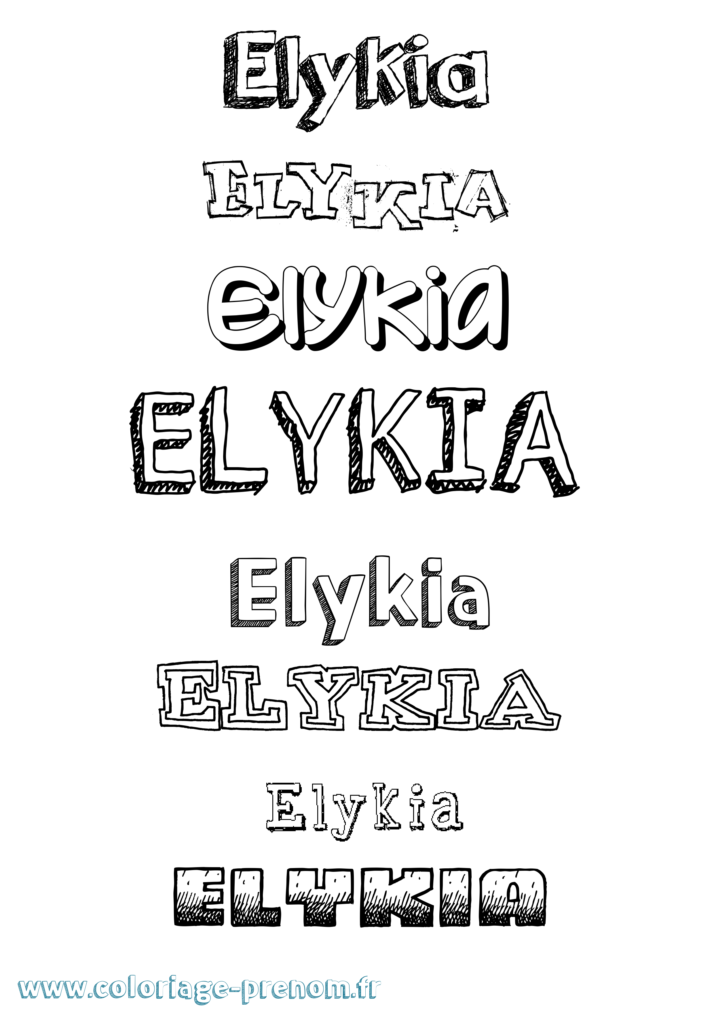Coloriage Elykia Dessiné Coloriage prénom Elykia Dessiné