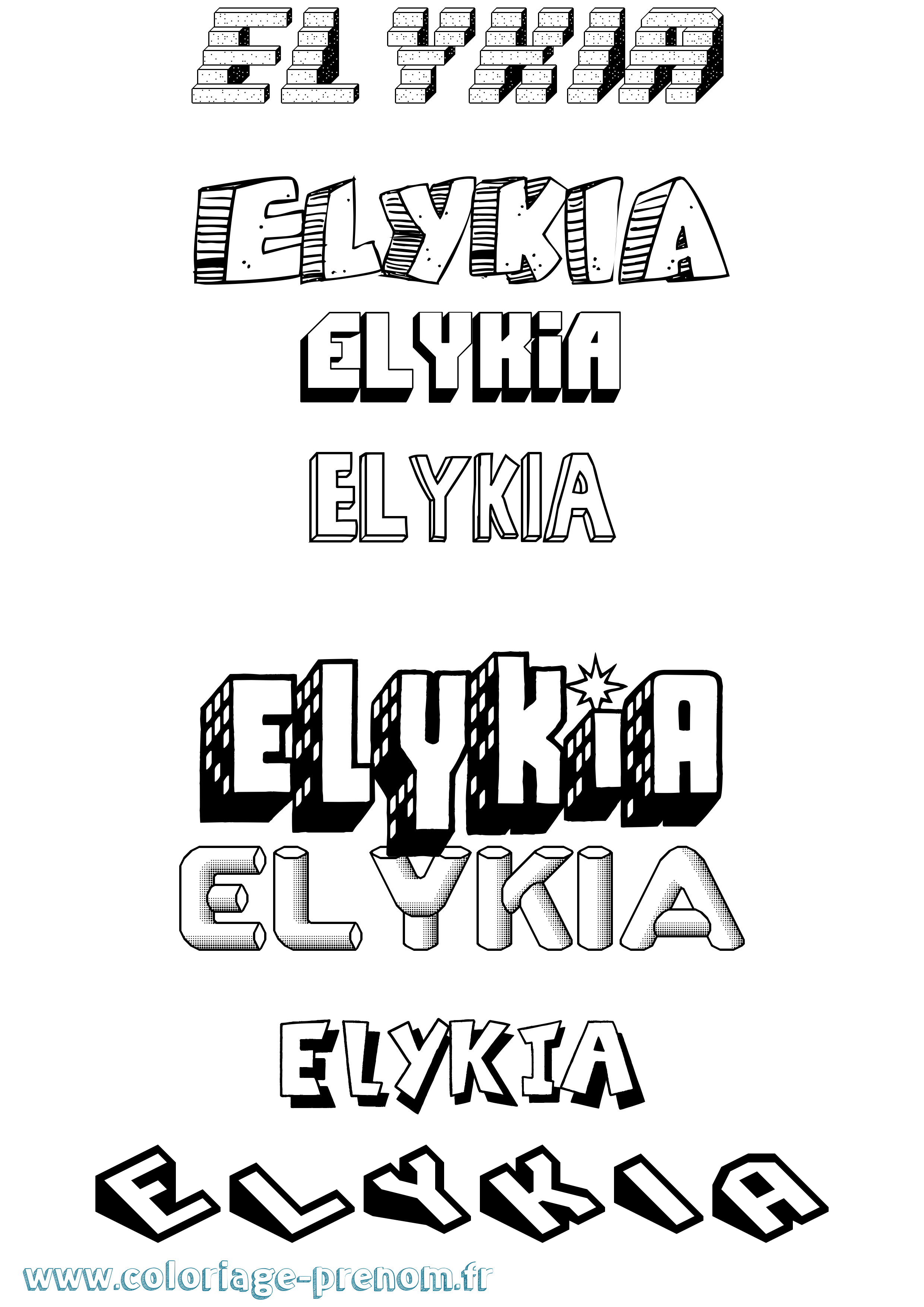 Coloriage Elykia Effet 3D Coloriage prénom Elykia Effet 3D