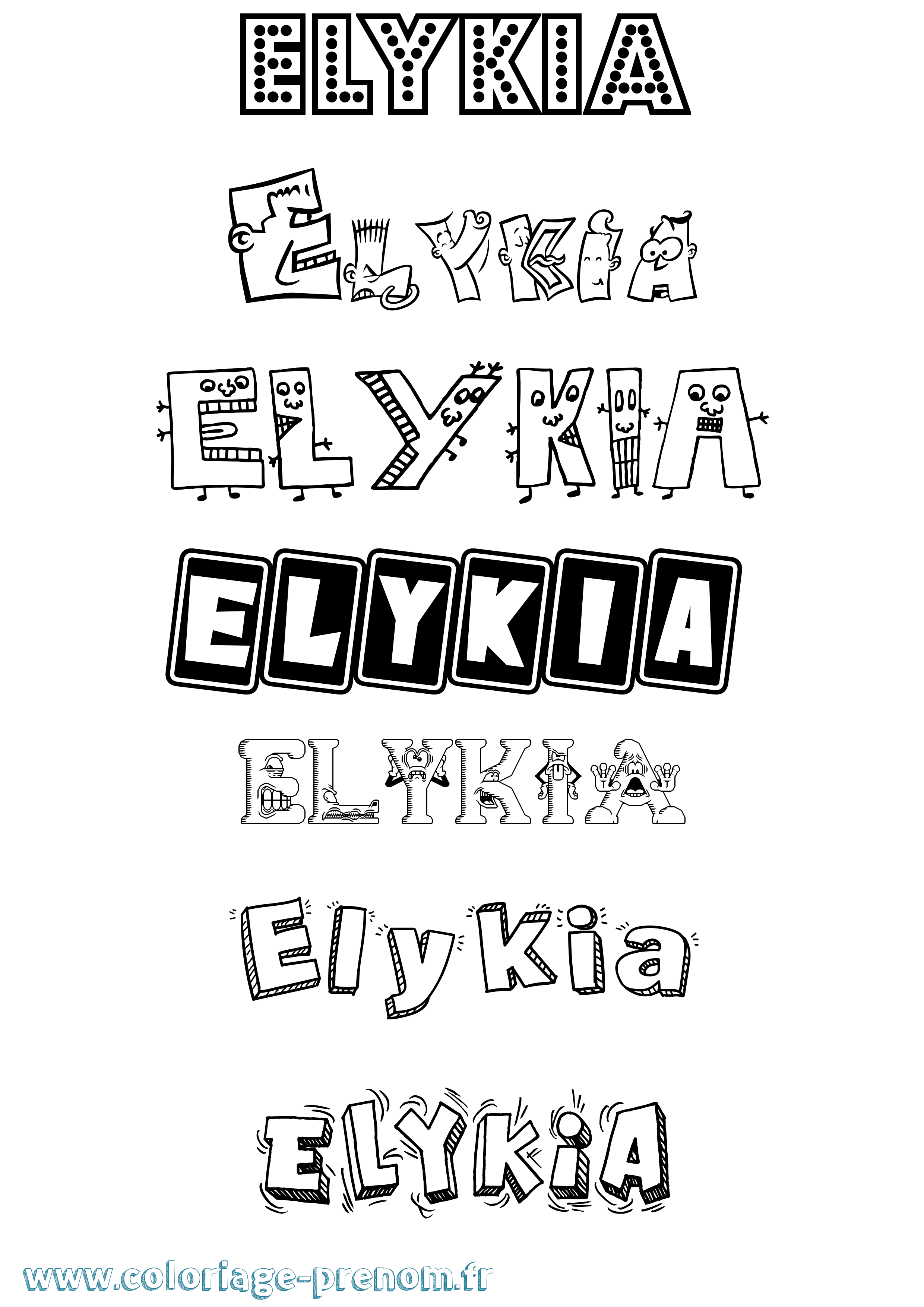 Coloriage Elykia Fun Coloriage prénom Elykia Fun