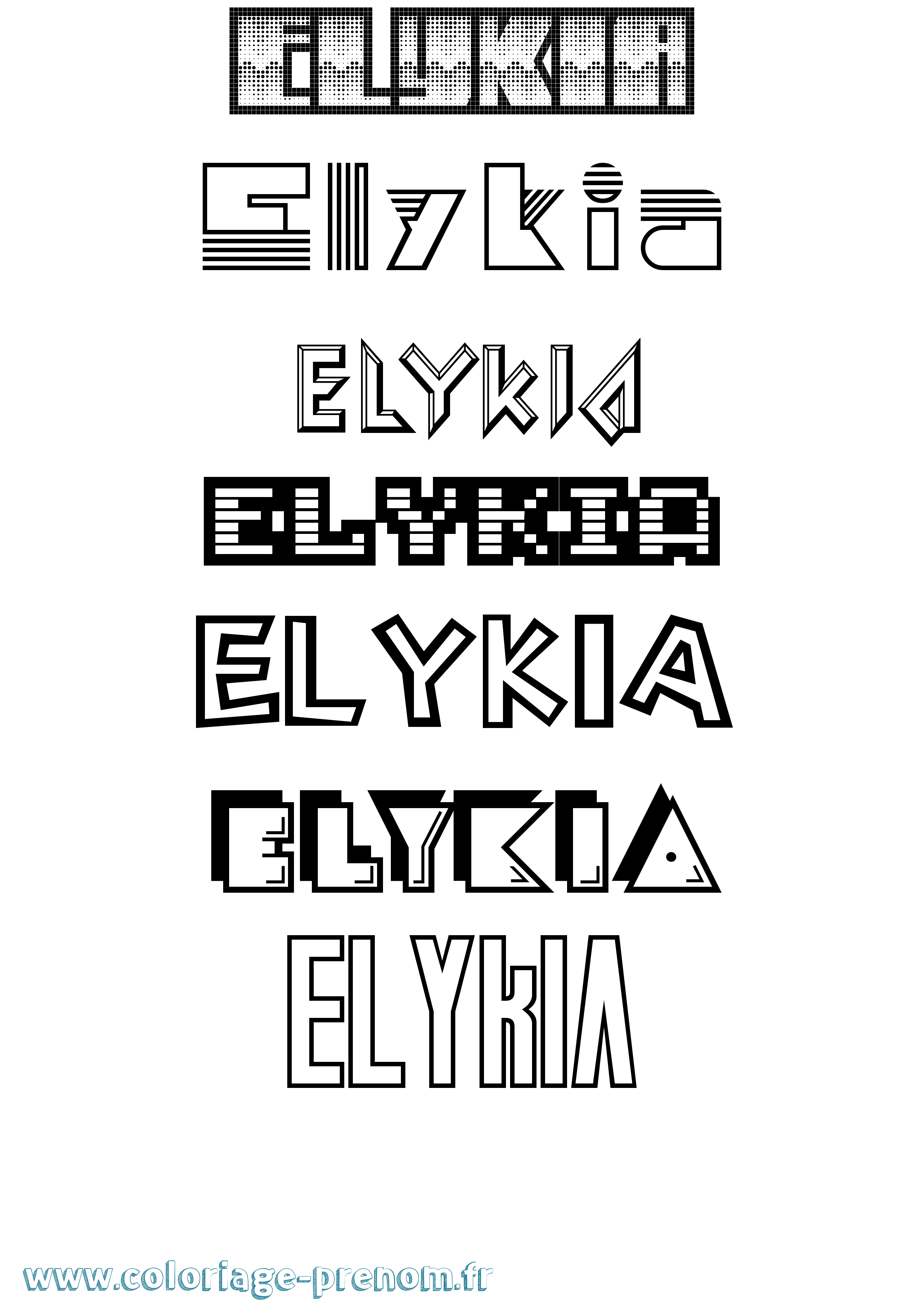 Coloriage Elykia Jeux Vidéos Coloriage prénom Elykia Jeux Vidéos
