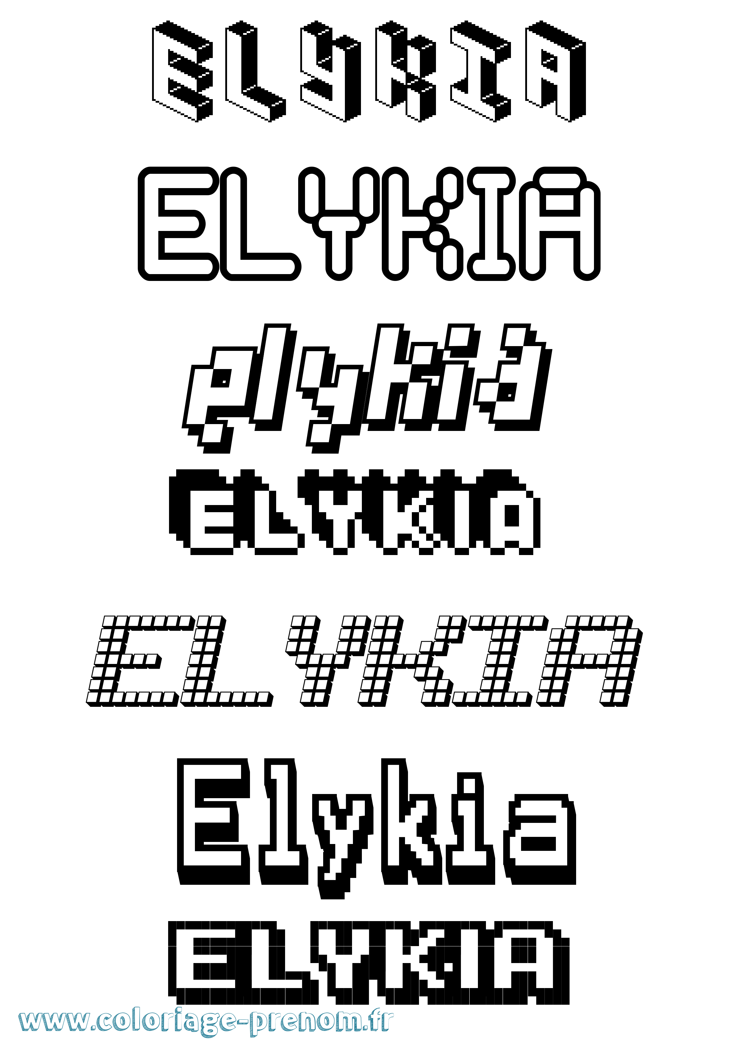 Coloriage Elykia Pixel Coloriage prénom Elykia Pixel