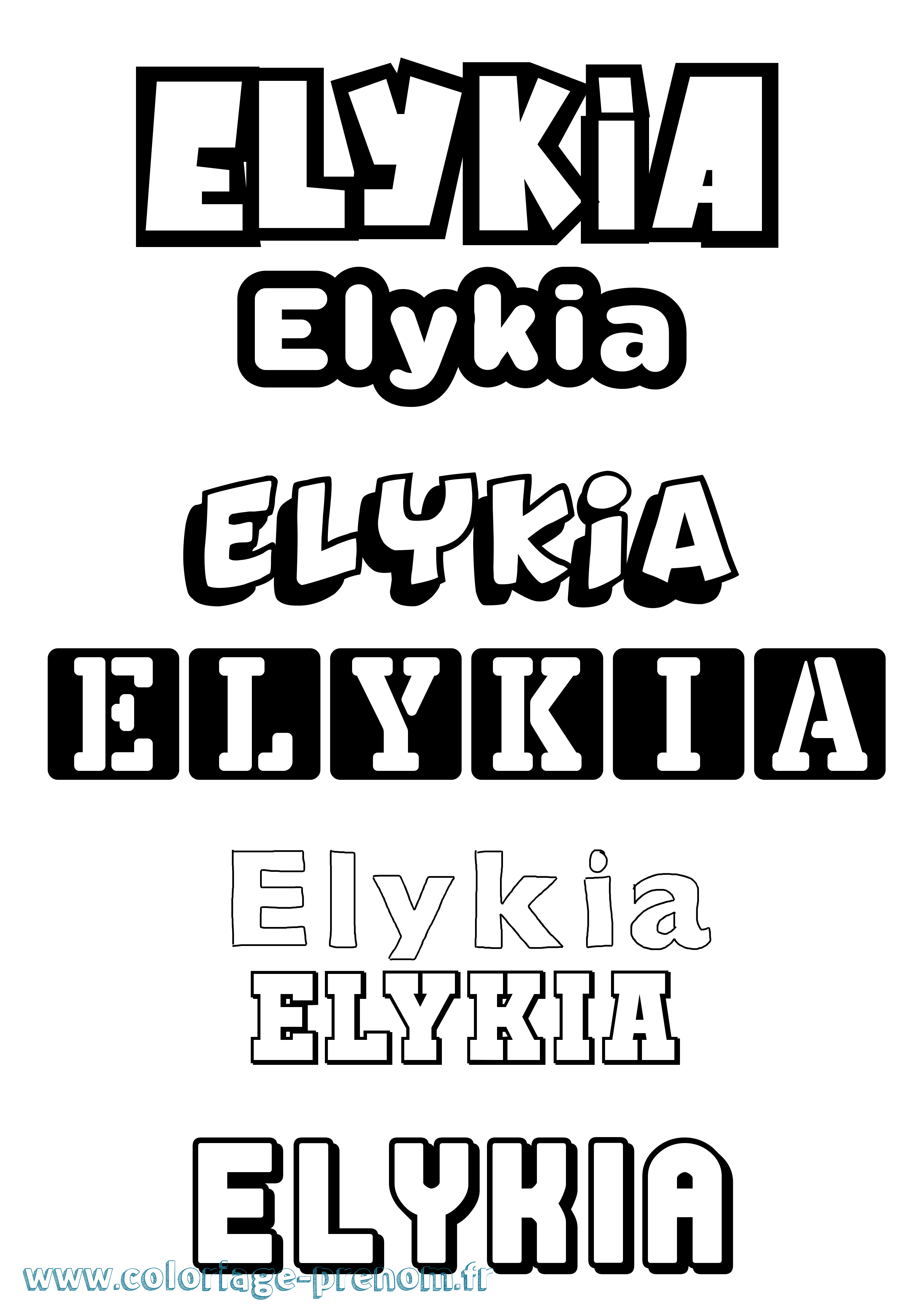Coloriage Elykia Simple Coloriage prénom Elykia Simple