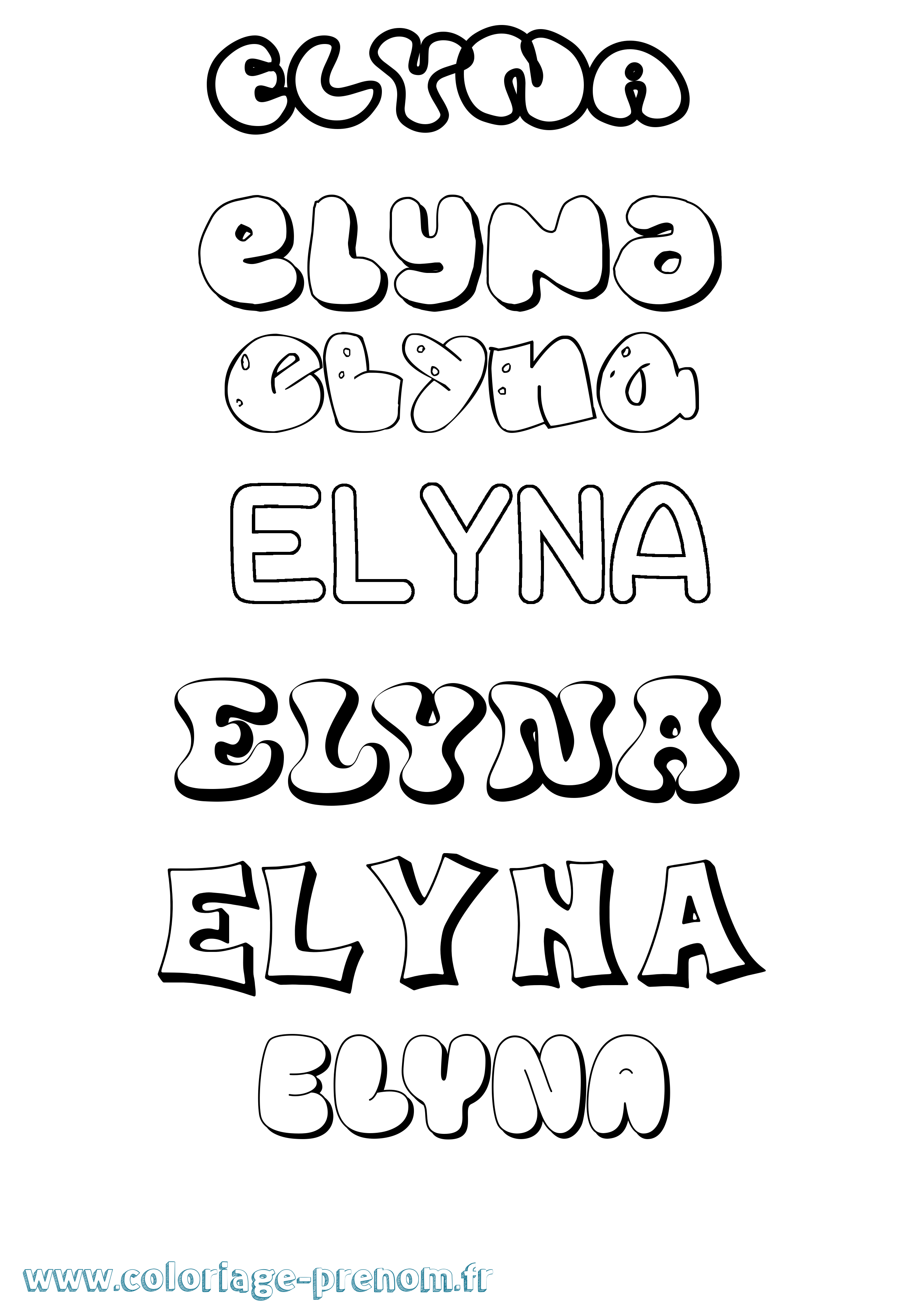 Coloriage Elyna Bubble Coloriage prénom Elyna Bubble