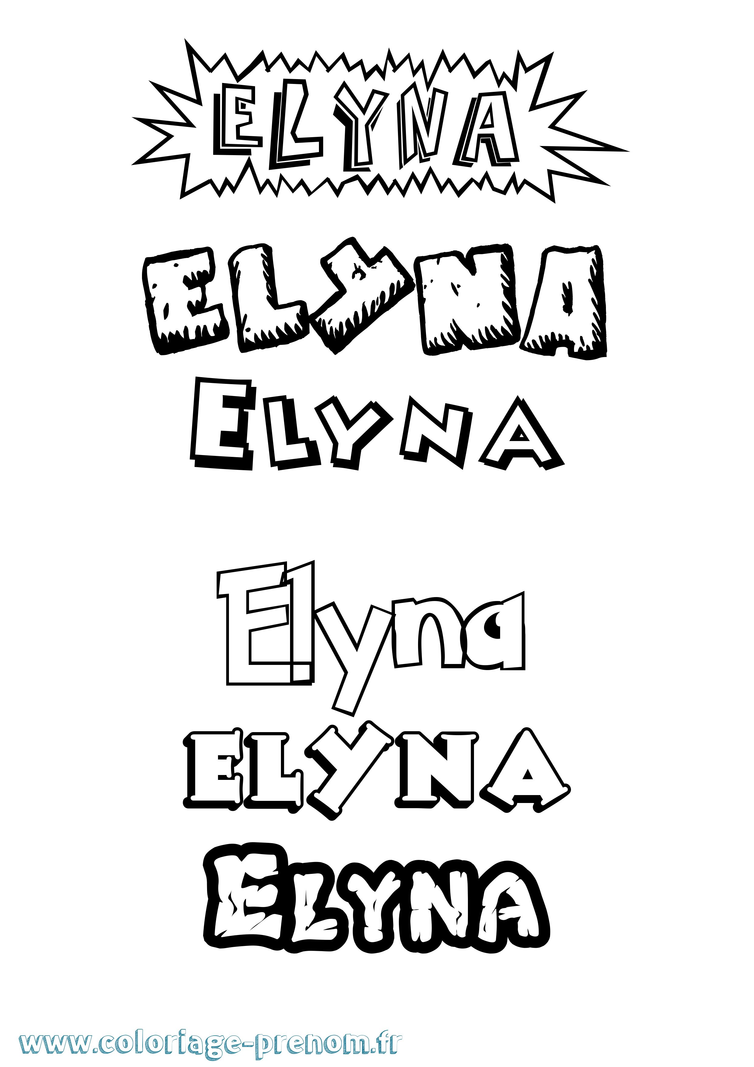 Coloriage Elyna Dessin Animé Coloriage prénom Elyna Dessin Animé
