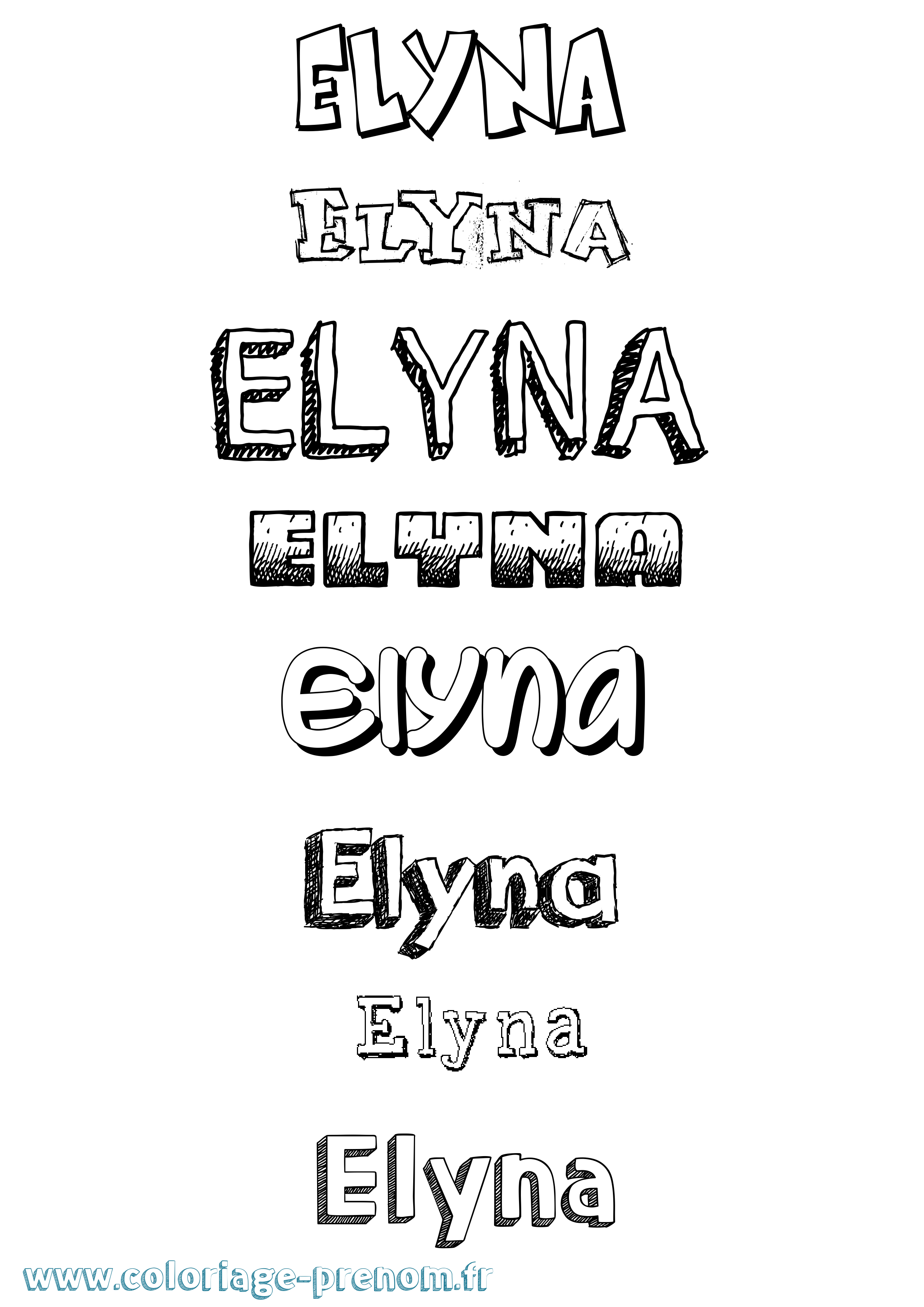 Coloriage Elyna Dessiné Coloriage prénom Elyna Dessiné