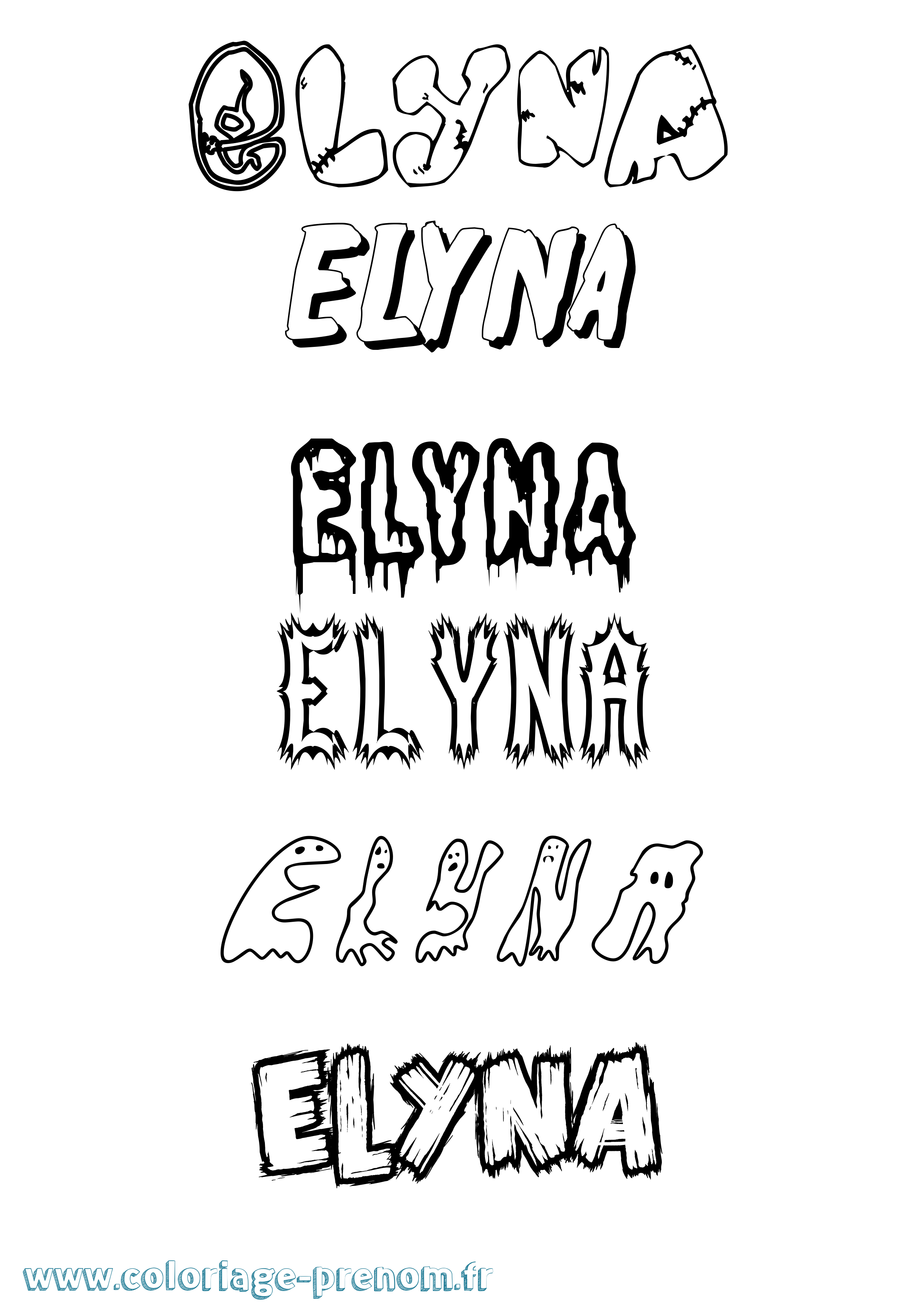 Coloriage Elyna Frisson Coloriage prénom Elyna Frisson