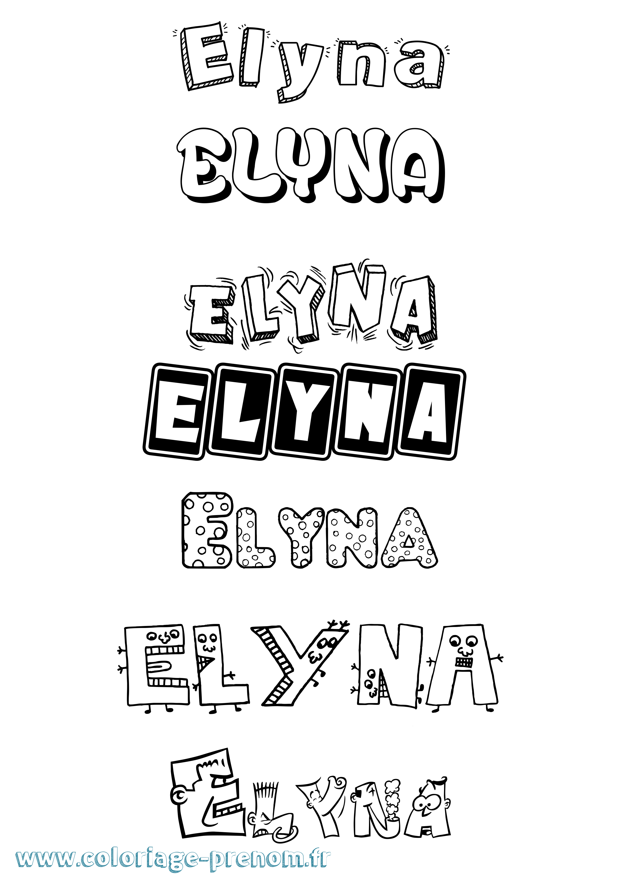 Coloriage Elyna Fun Coloriage prénom Elyna Fun