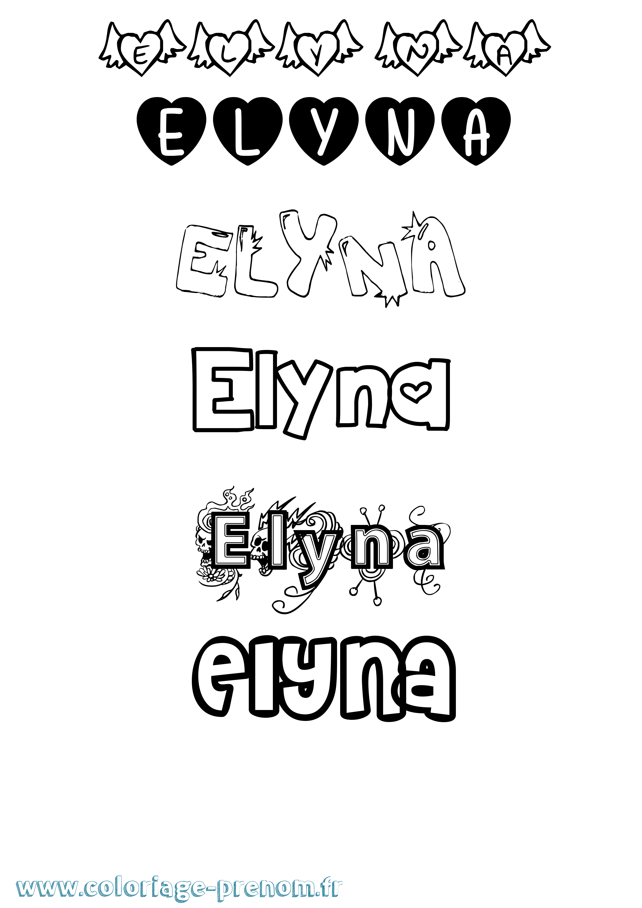 Coloriage Elyna Girly Coloriage prénom Elyna Girly