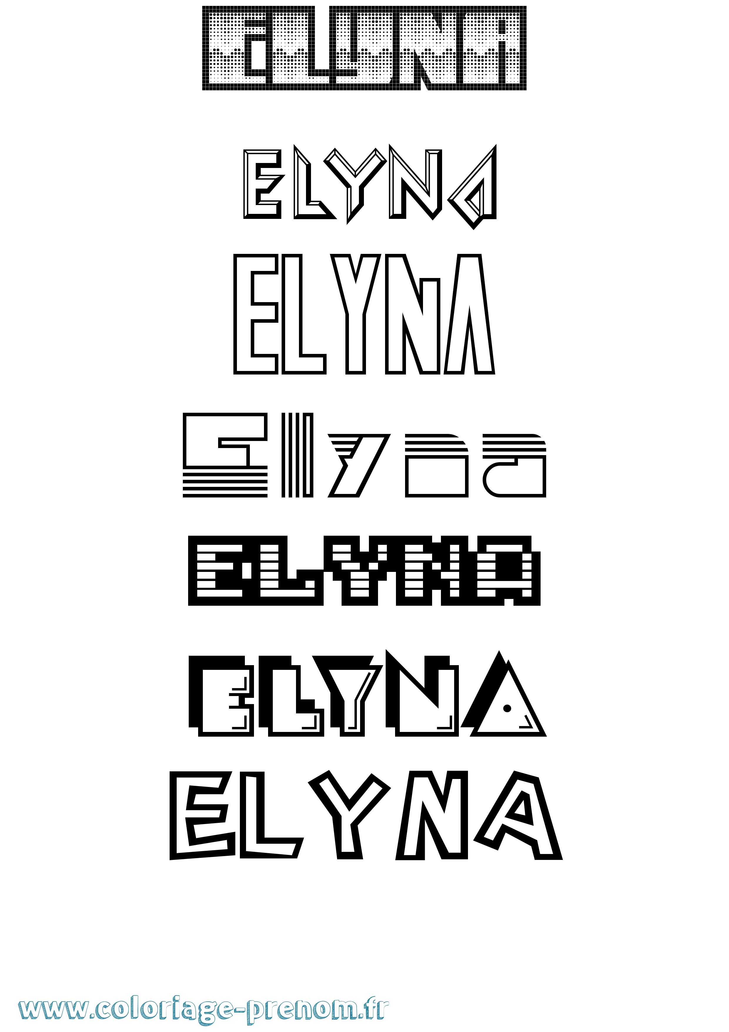 Coloriage Elyna Jeux Vidéos Coloriage prénom Elyna Jeux Vidéos