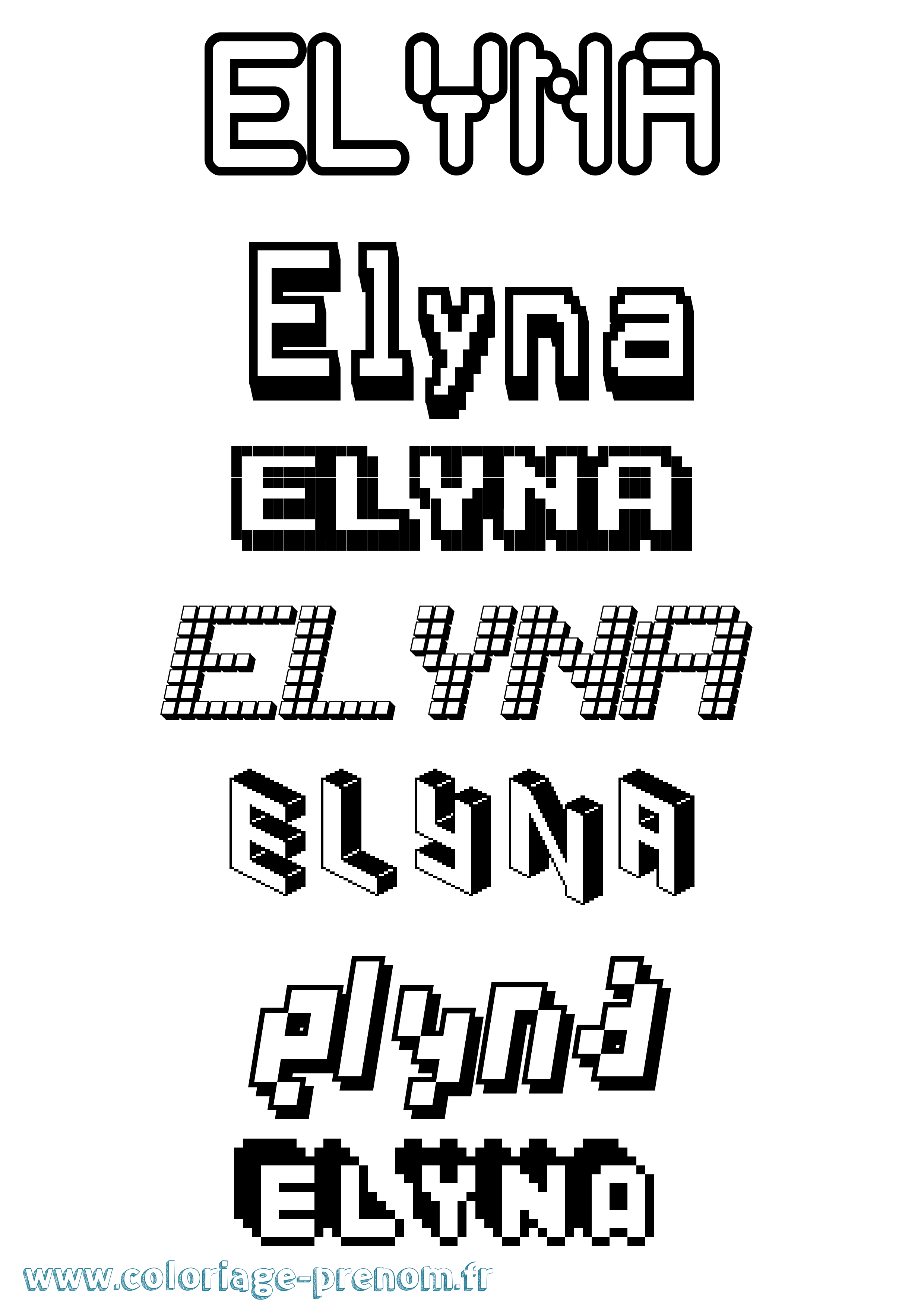 Coloriage Elyna Pixel Coloriage prénom Elyna Pixel