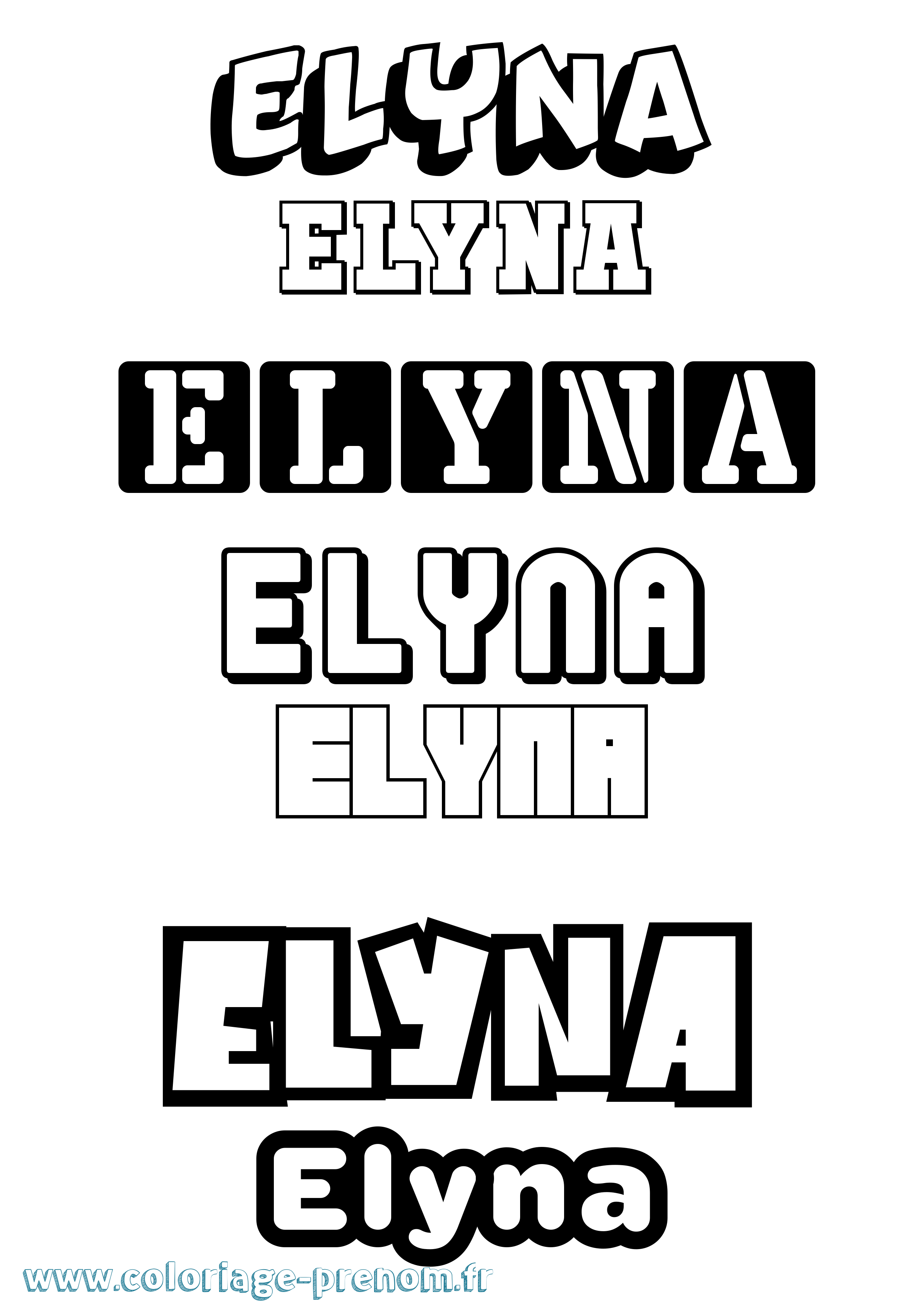 Coloriage Elyna Simple Coloriage prénom Elyna Simple