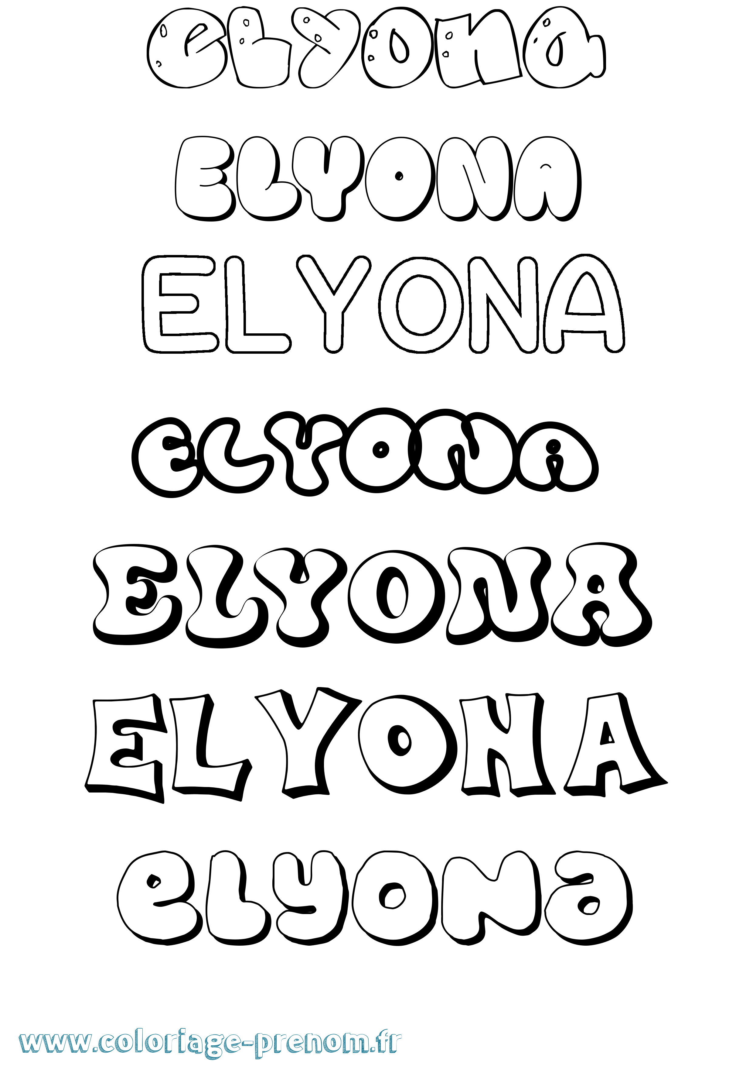Coloriage Elyona Bubble Coloriage prénom Elyona Bubble
