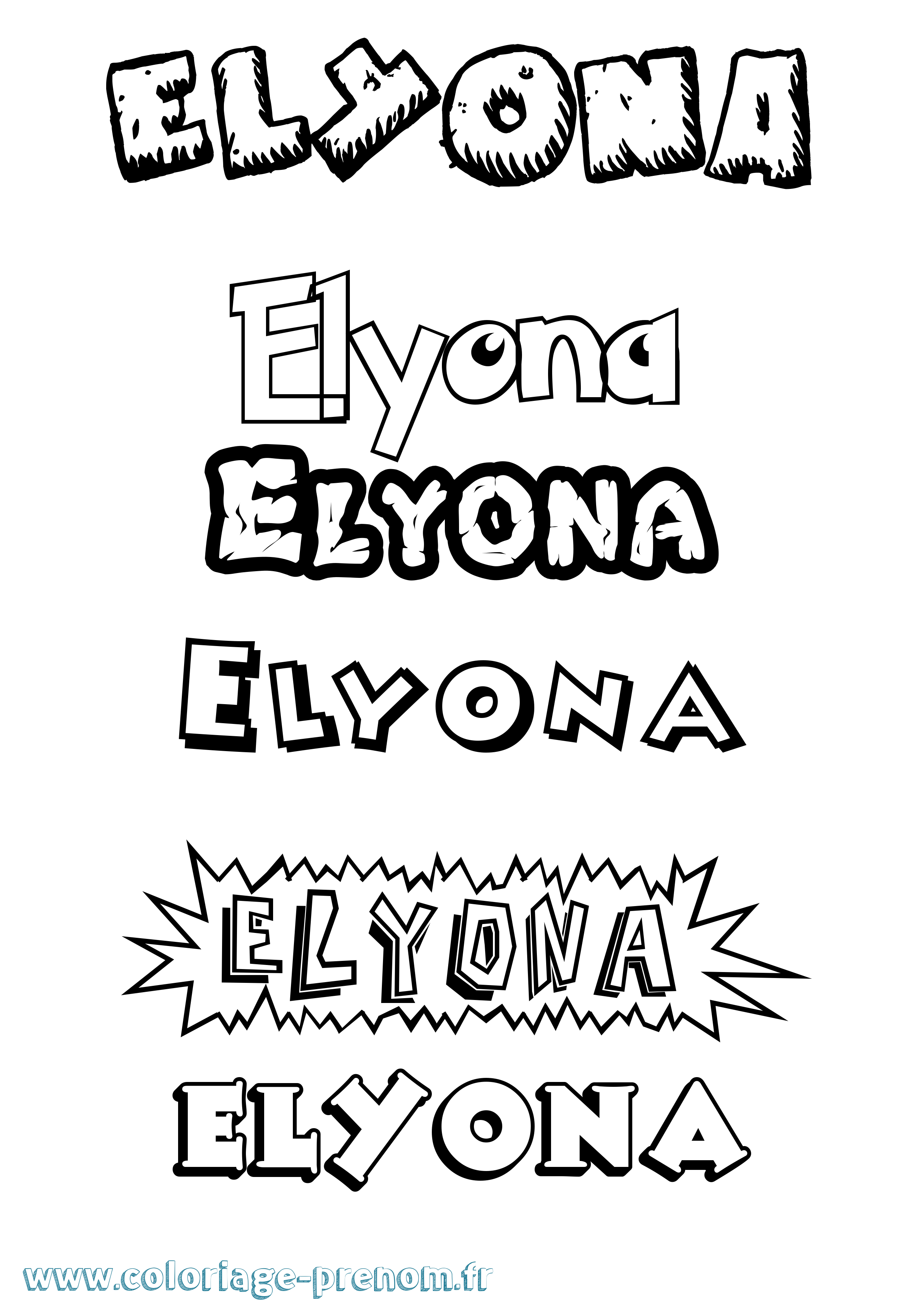 Coloriage Elyona Dessin Animé Coloriage prénom Elyona Dessin Animé