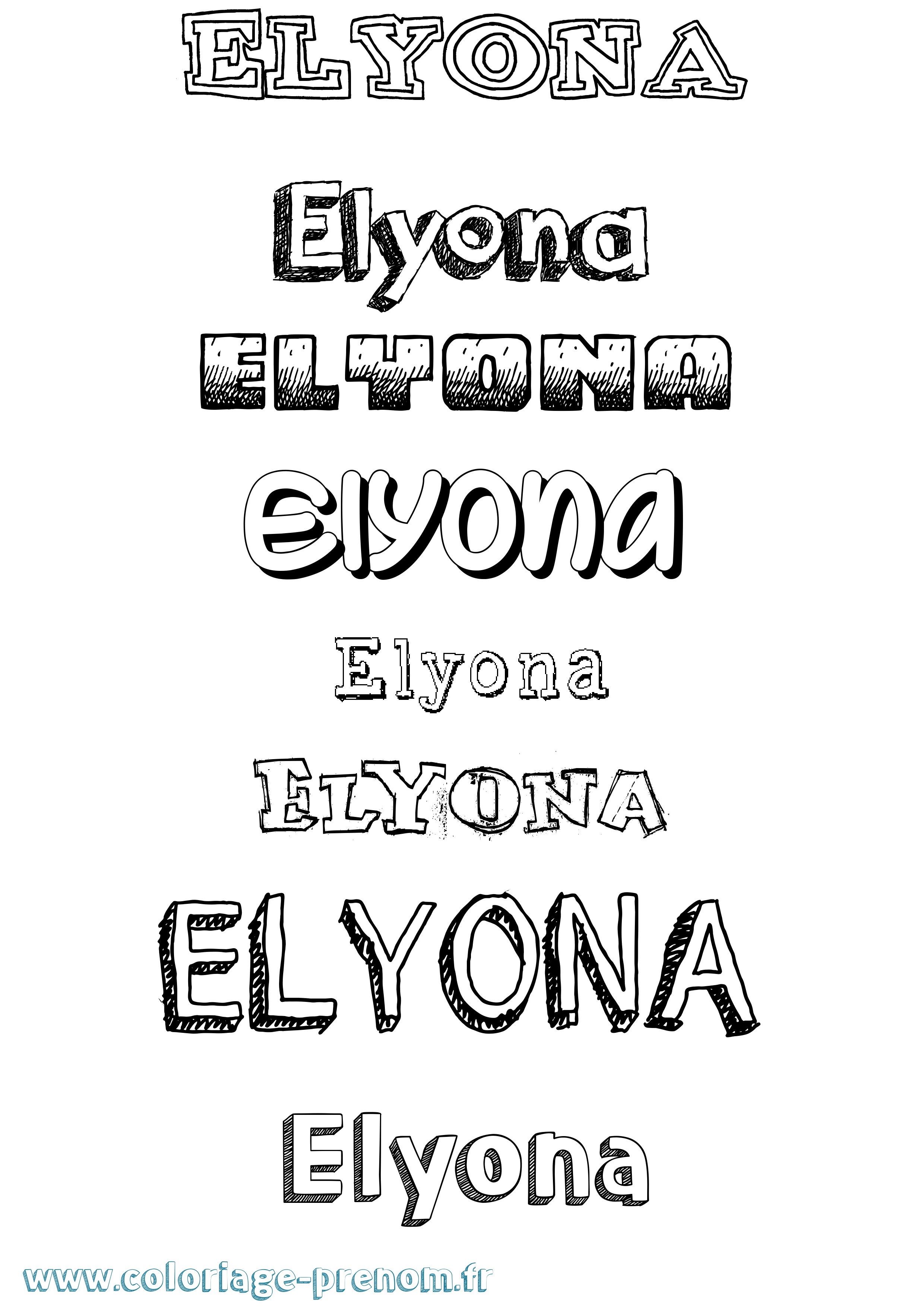 Coloriage Elyona Dessiné Coloriage prénom Elyona Dessiné