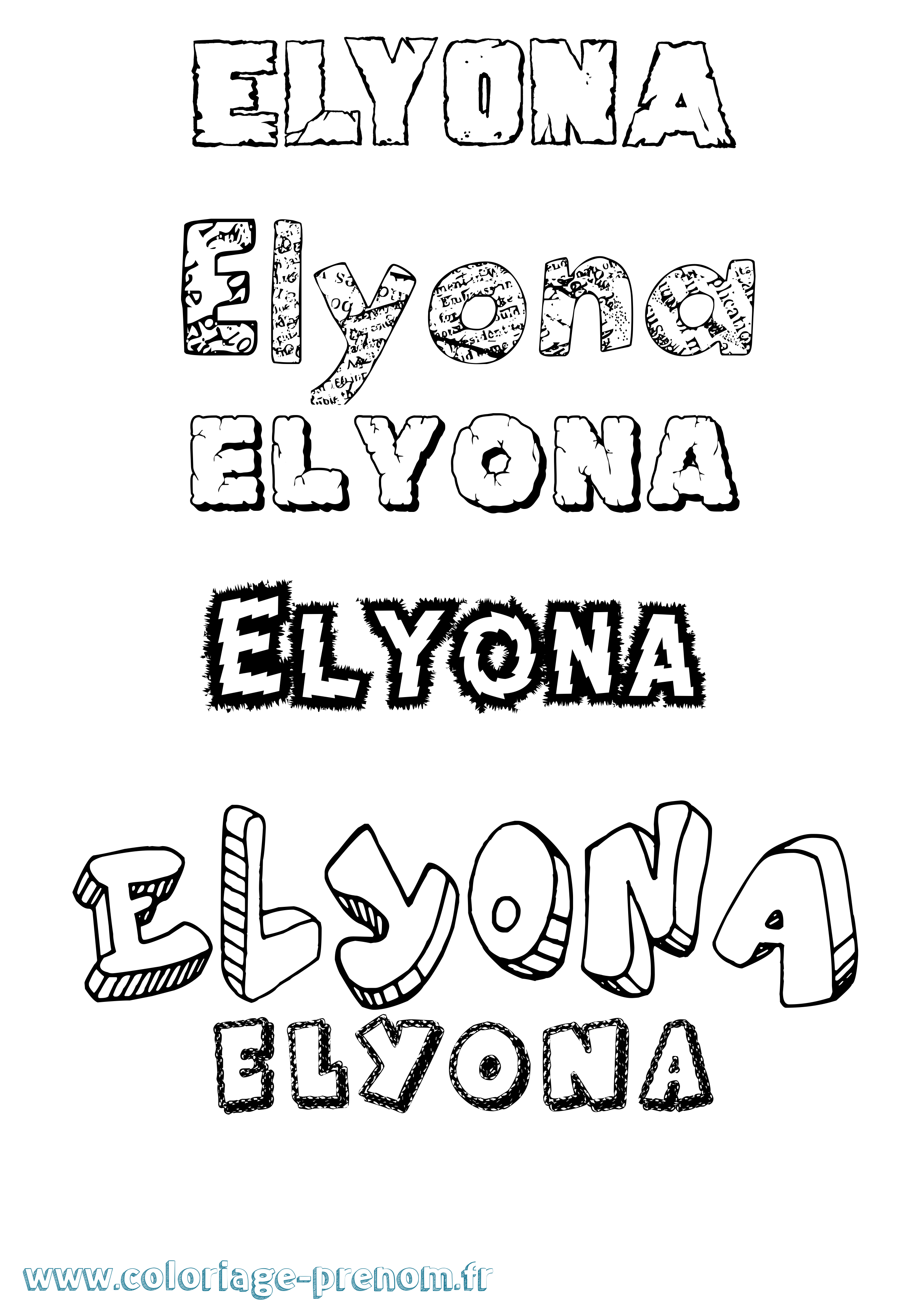 Coloriage Elyona Destructuré Coloriage prénom Elyona Destructuré