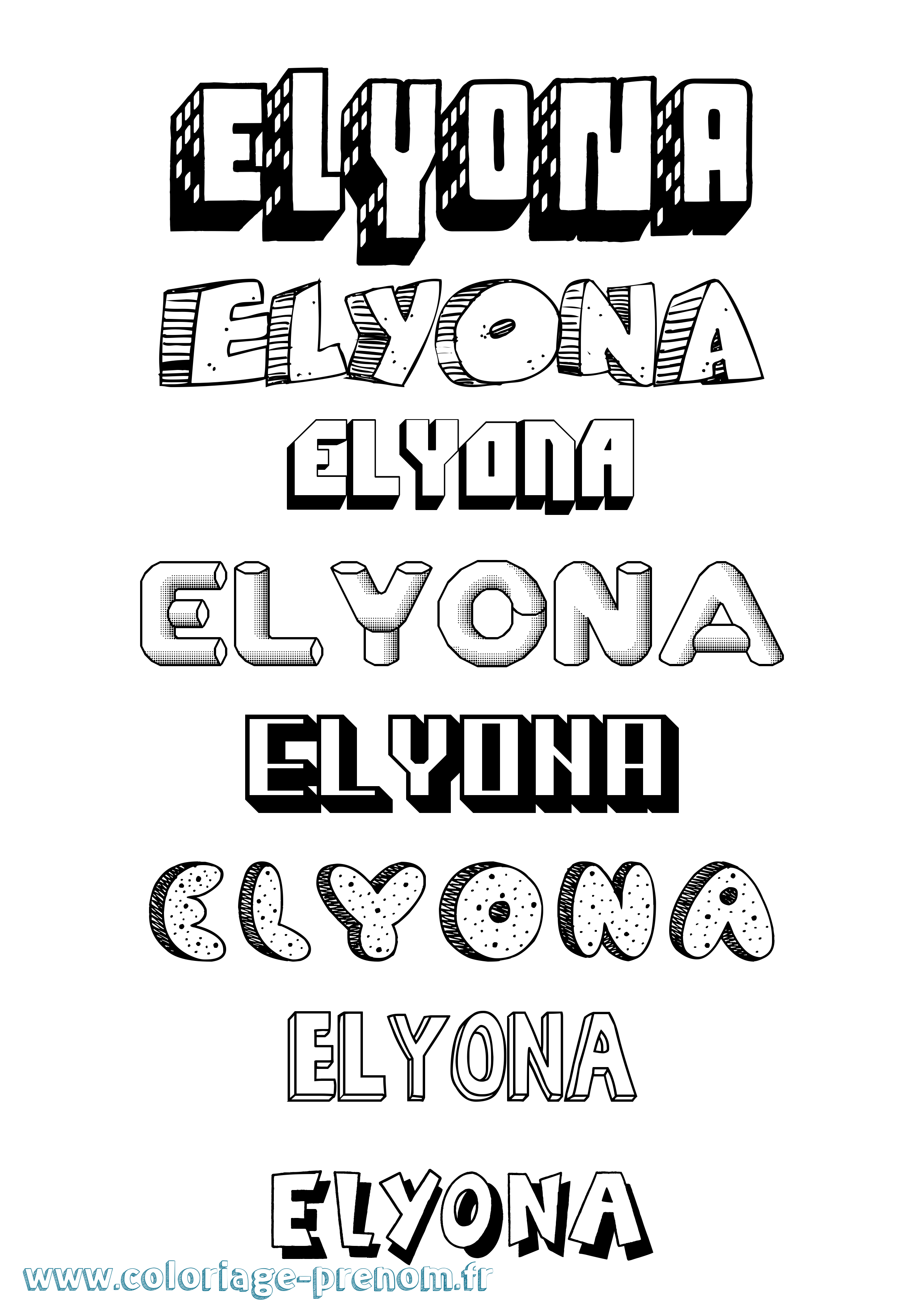 Coloriage Elyona Effet 3D Coloriage prénom Elyona Effet 3D