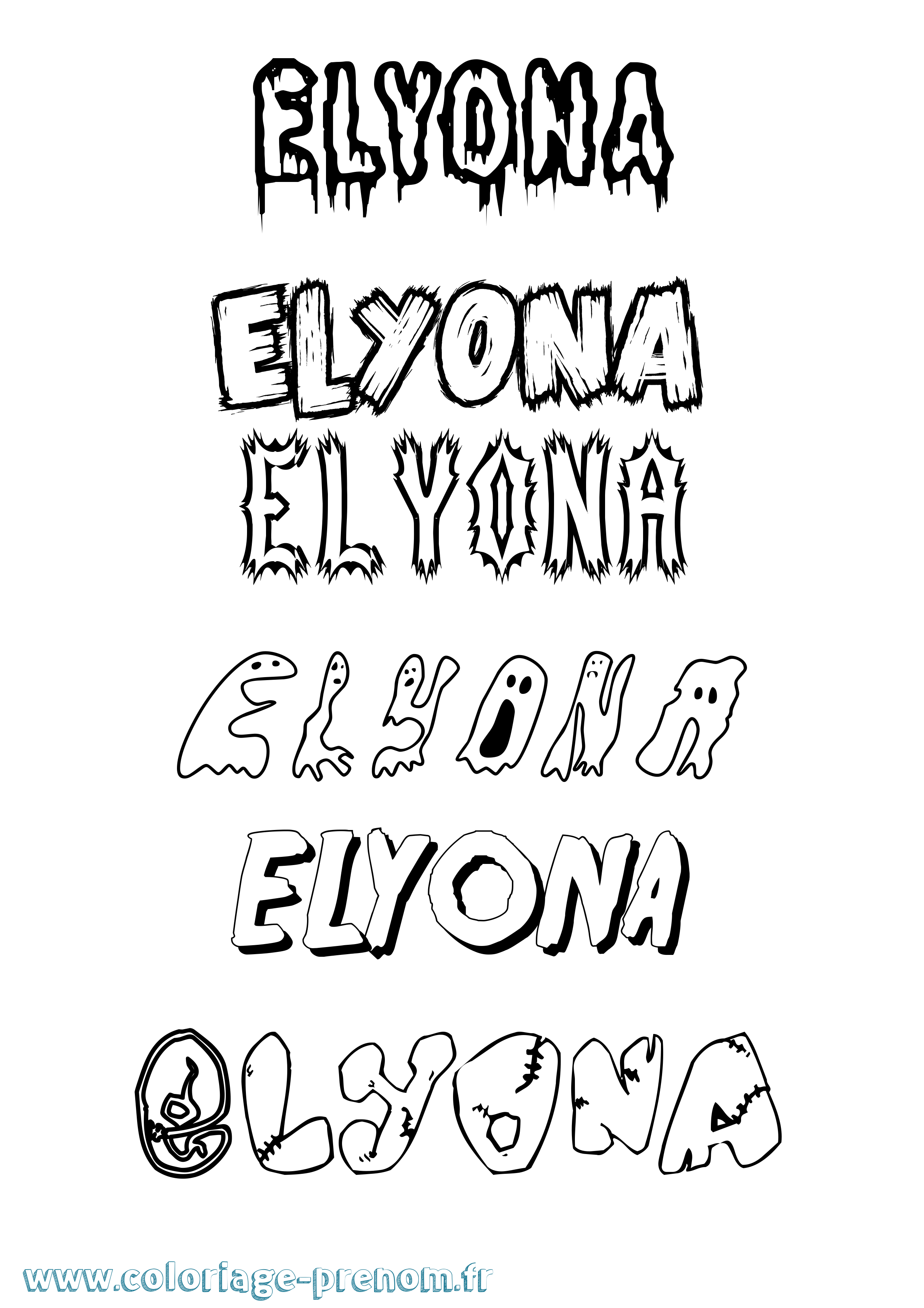 Coloriage Elyona Frisson Coloriage prénom Elyona Frisson