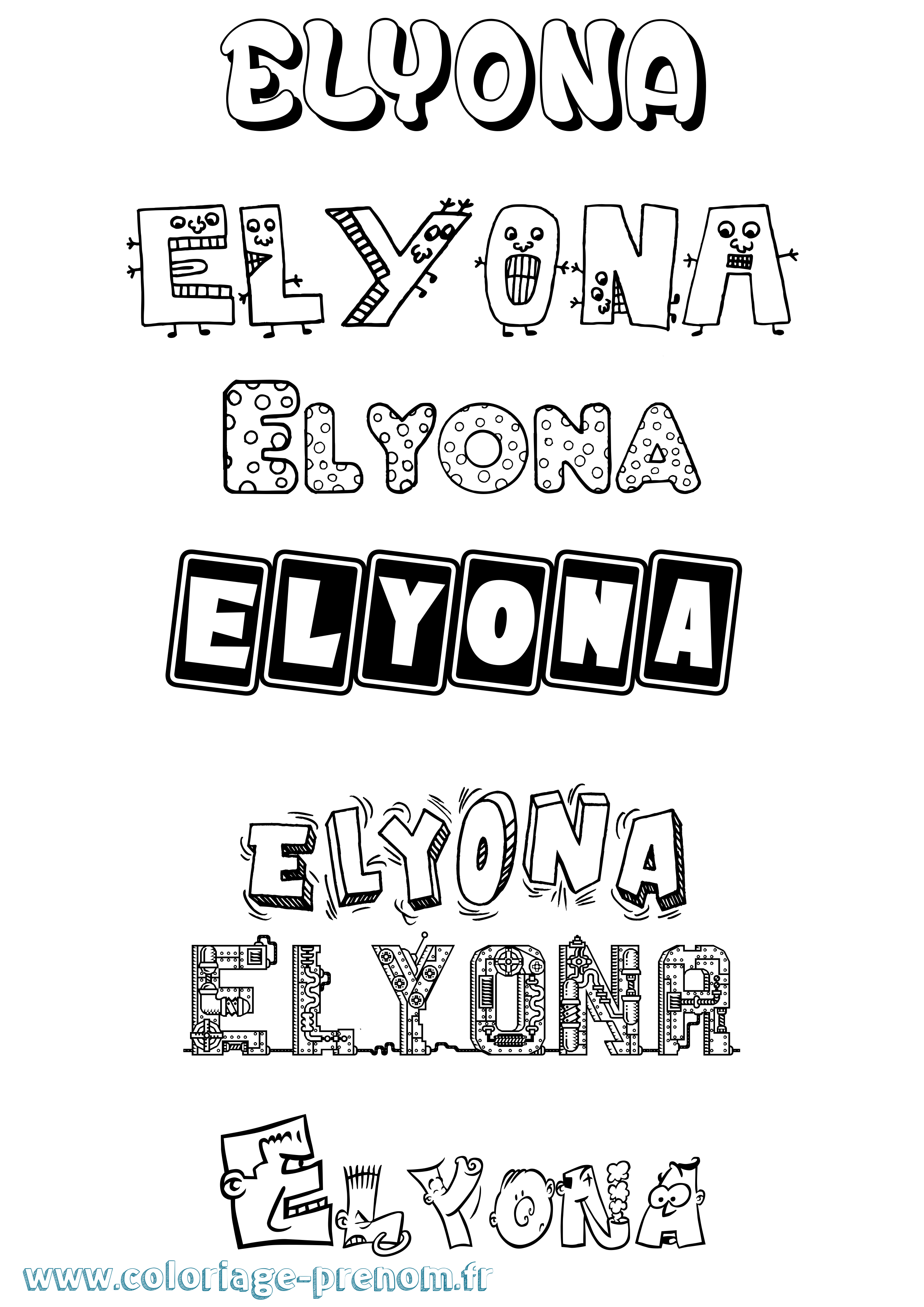 Coloriage Elyona Fun Coloriage prénom Elyona Fun
