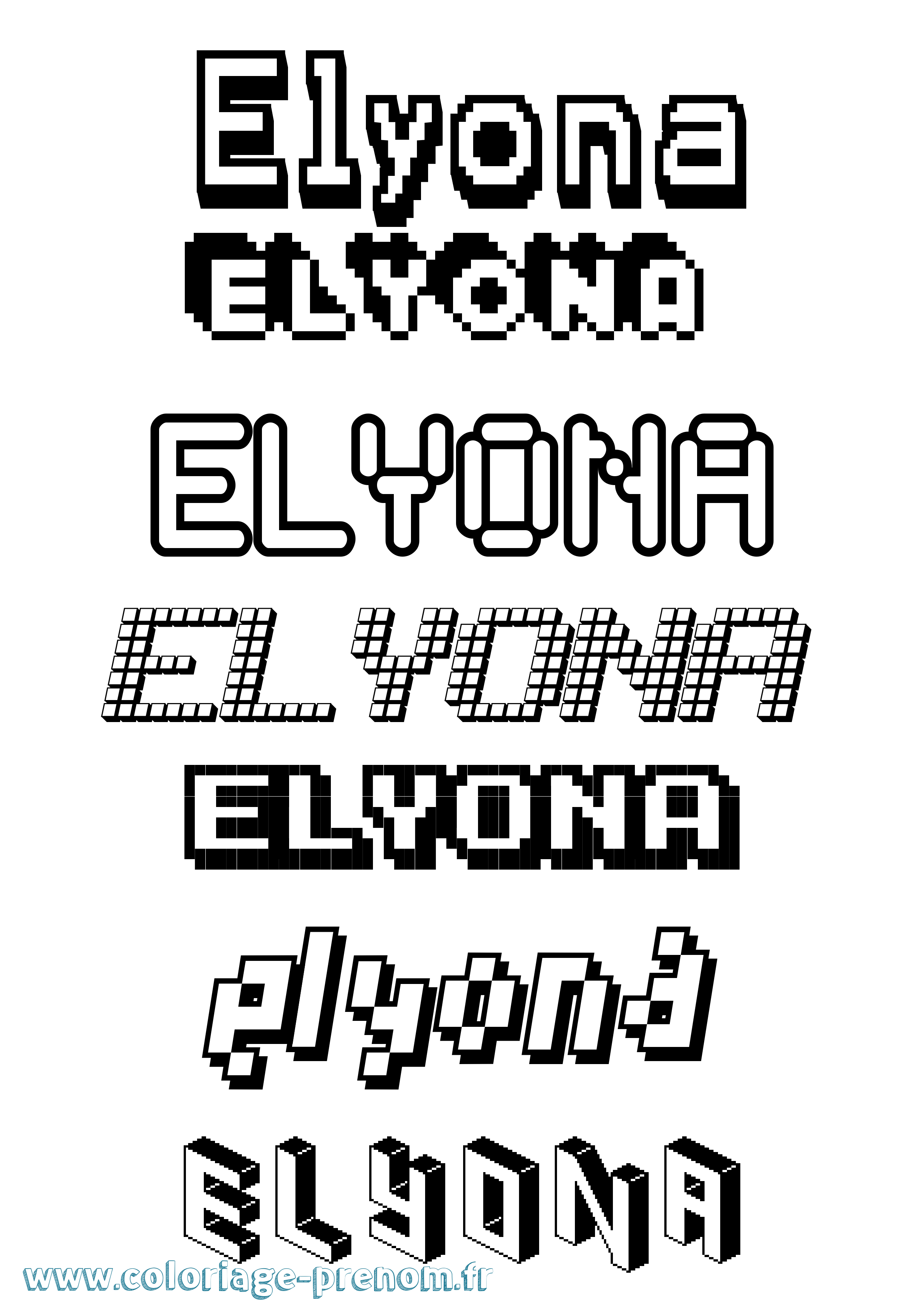 Coloriage Elyona Pixel Coloriage prénom Elyona Pixel