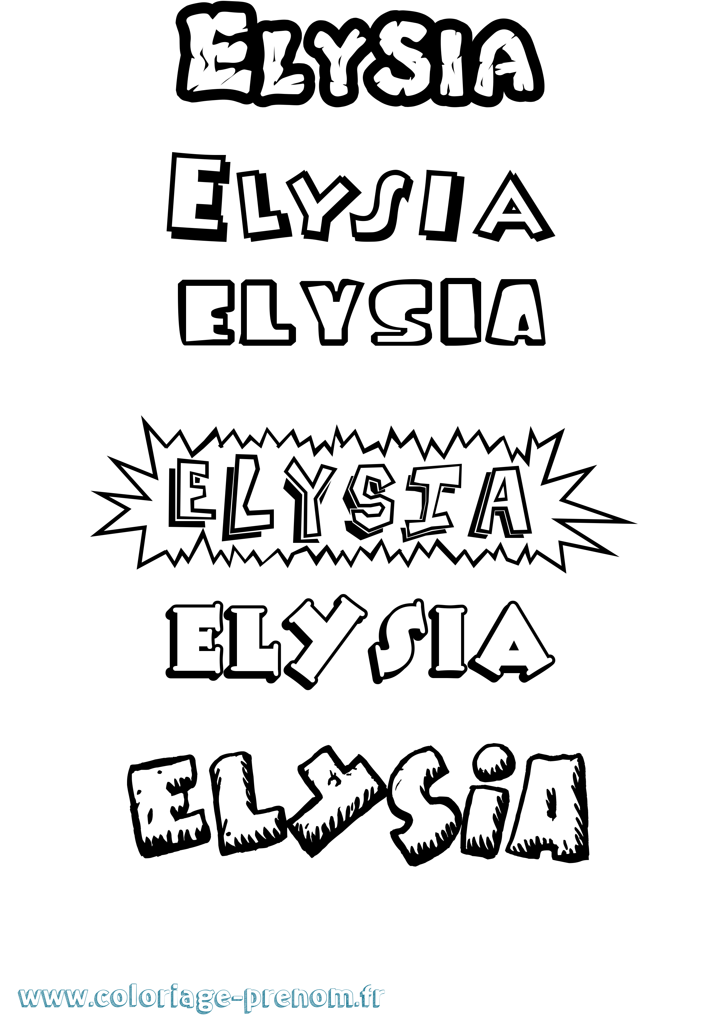 Coloriage Elysia Dessin Animé Coloriage prénom Elysia Dessin Animé