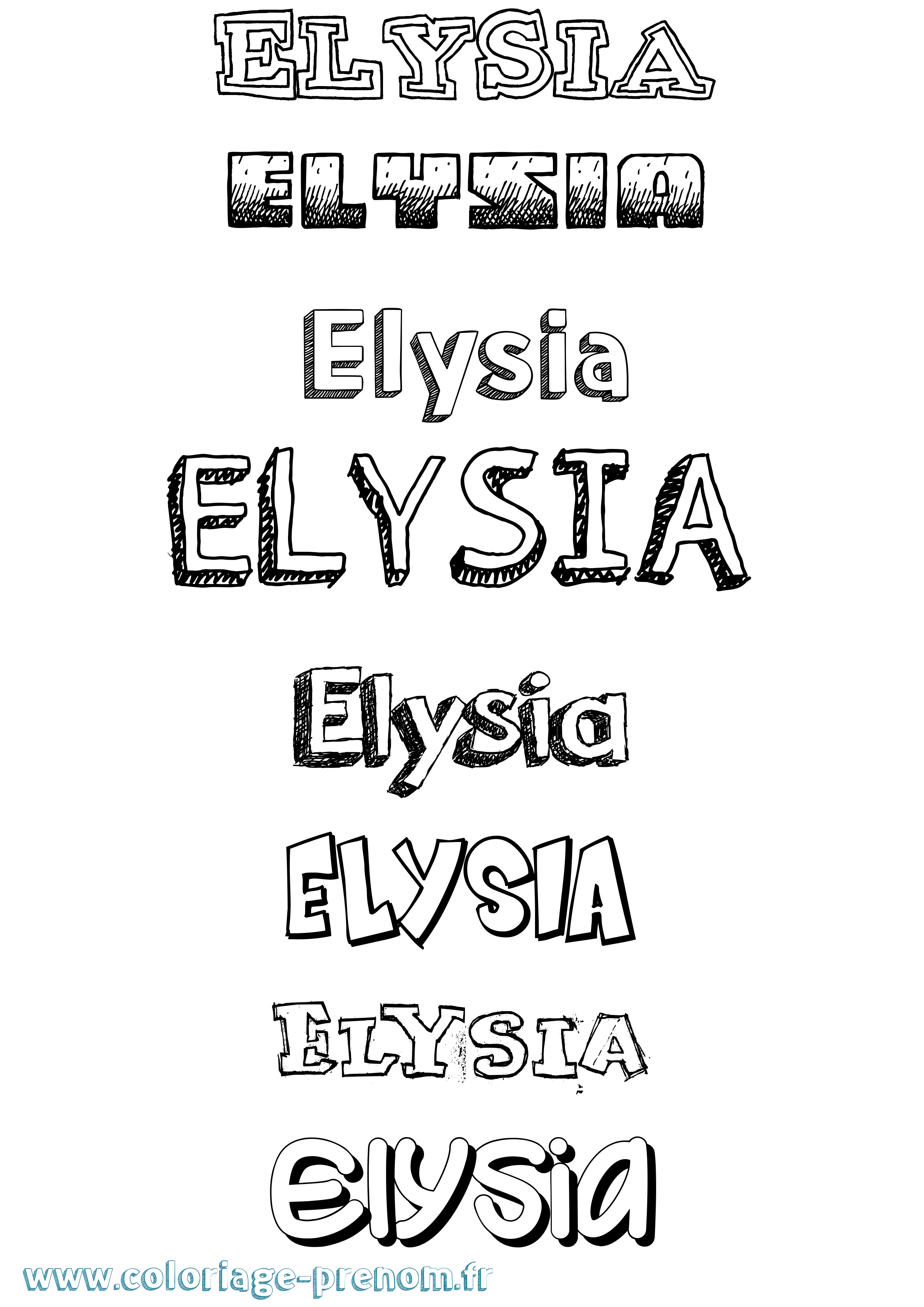 Coloriage Elysia Dessiné Coloriage prénom Elysia Dessiné