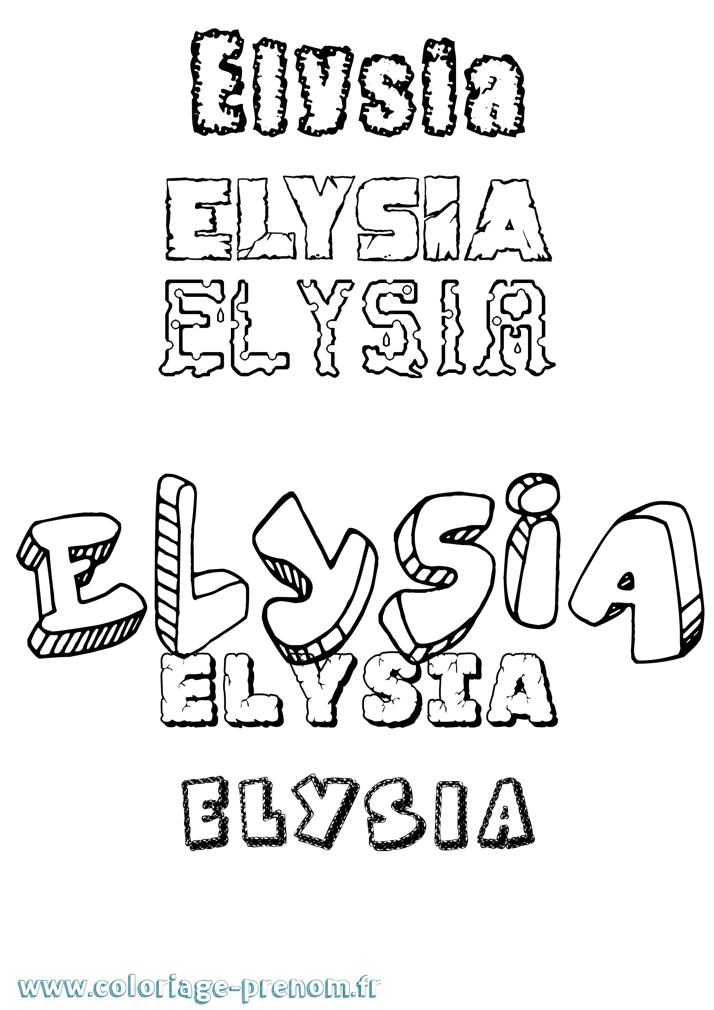 Coloriage Elysia Destructuré Coloriage prénom Elysia Destructuré